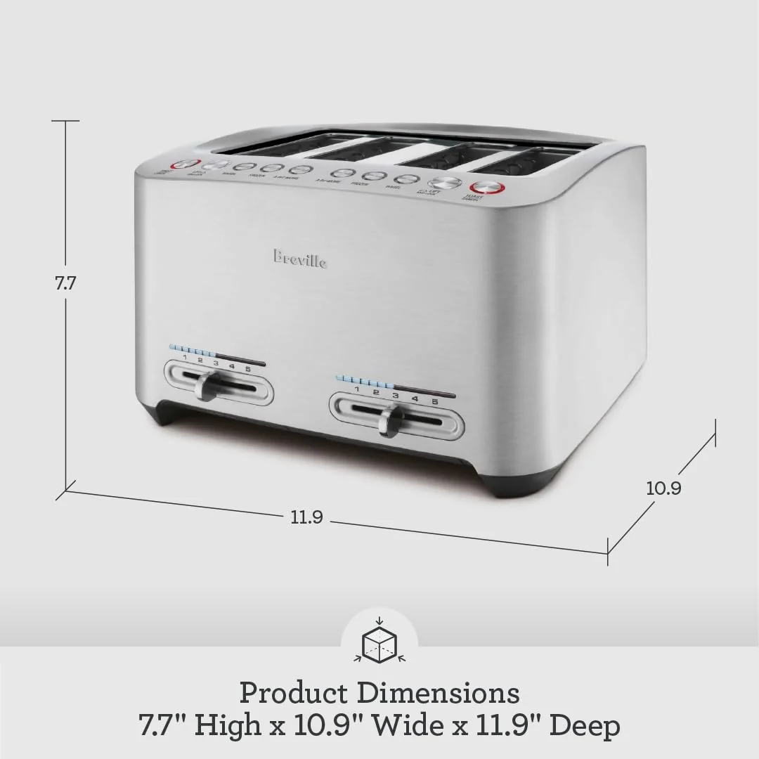 Breville Die-Cast Smart Toaster, 2-Slice, Brushed Stainless Steel