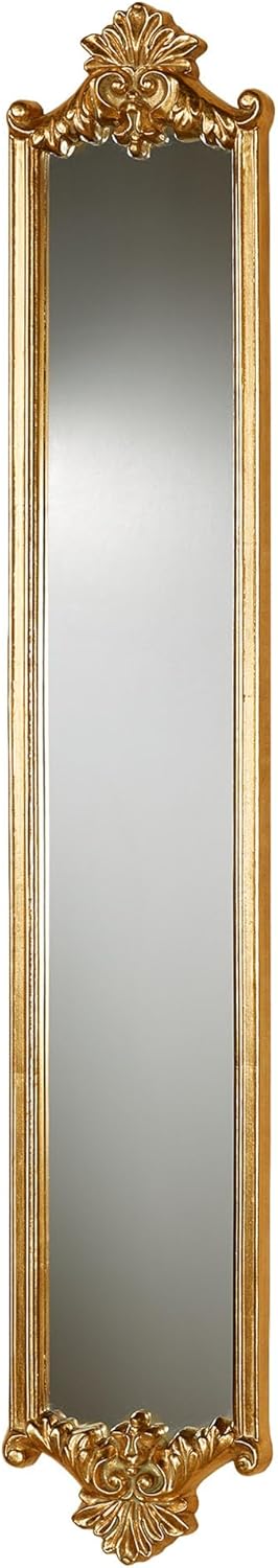 Touch of Class Alistair Wall Mirror Panel - Resin, Glass - Gold Leaf Finish - Slender Mirror for Bathroom, Bedroom, Hallway, Entryway, Foyer - Acanthus Leaves Motif - Tall Looking Glass