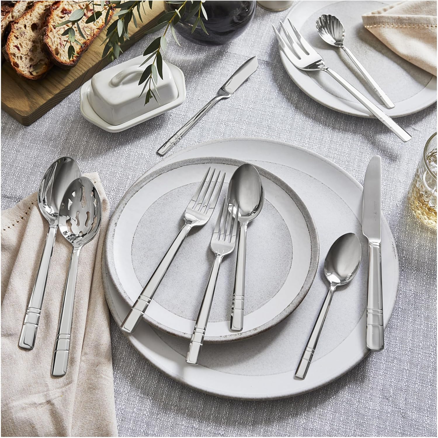 Henckels Madison Square 65-piece Flatware Set,18/10 Stainless Steel, Silver