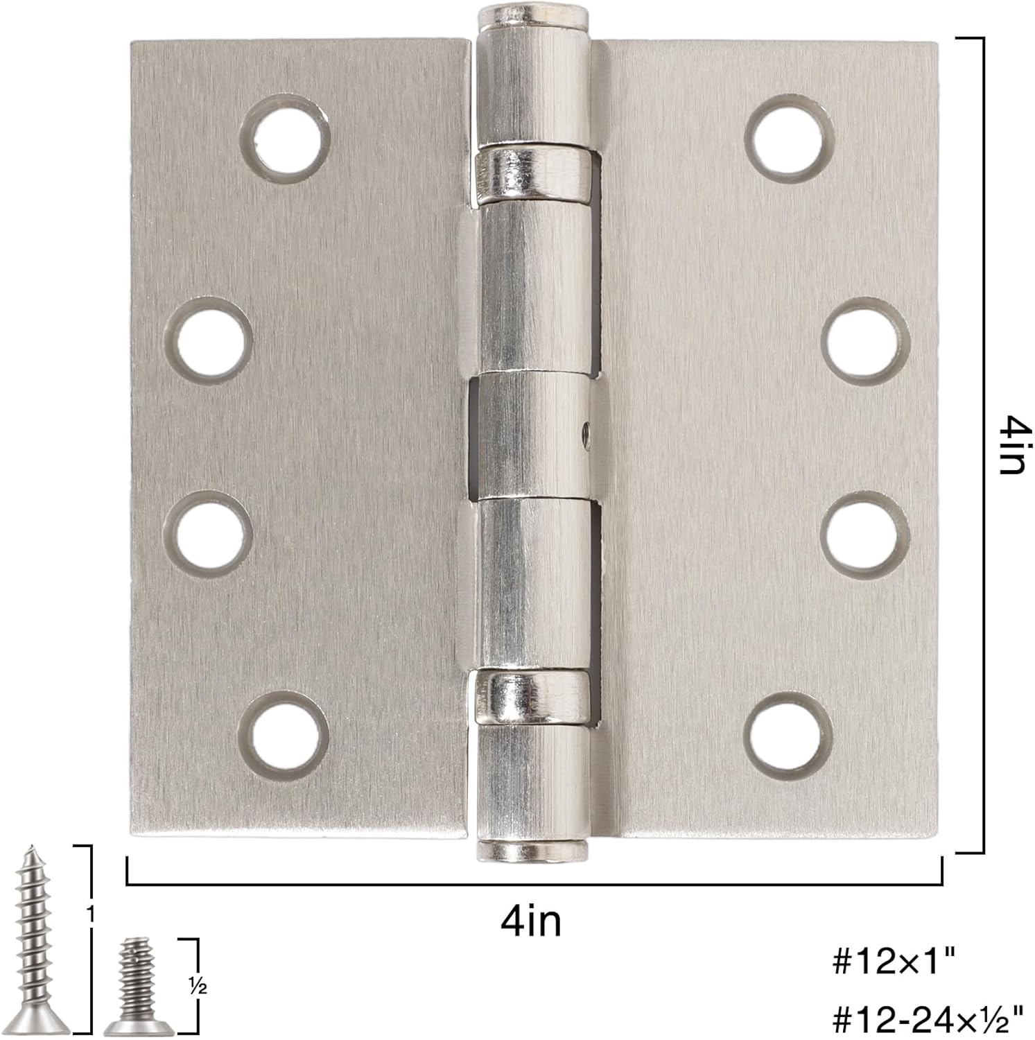 2 Pack Satin Nicke 4 Inch Heavy Duty Commercial Ball Bearing Door Hinges