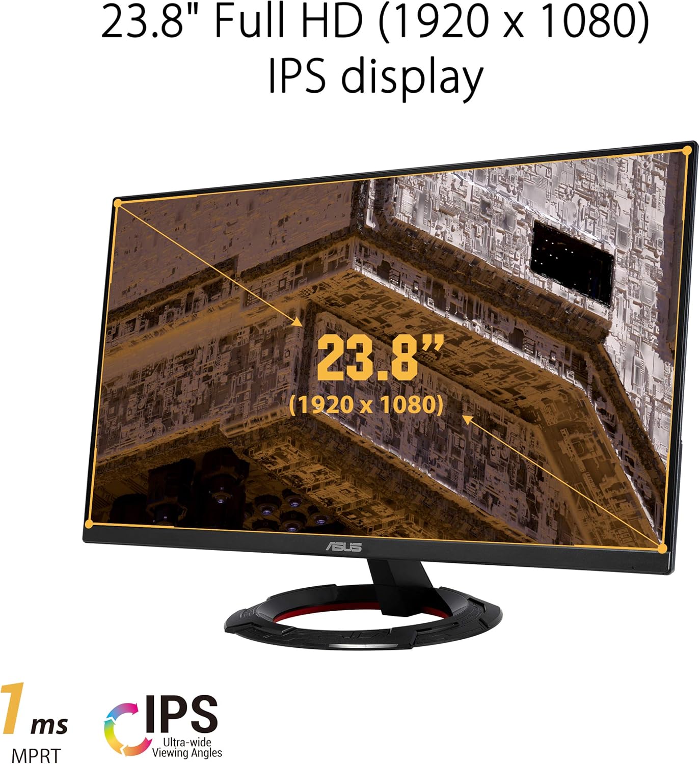 ASUS (VG249Q1R TUF Gaming 23.8” 1080P Monitor - Full HD, IPS, 165Hz (Supports 144Hz), 1ms, Extreme Low Motion Blur, Speaker, FreeSync™ Premium, Shadow Boost, VESA Mountable, DisplayPort, HDMI,Black