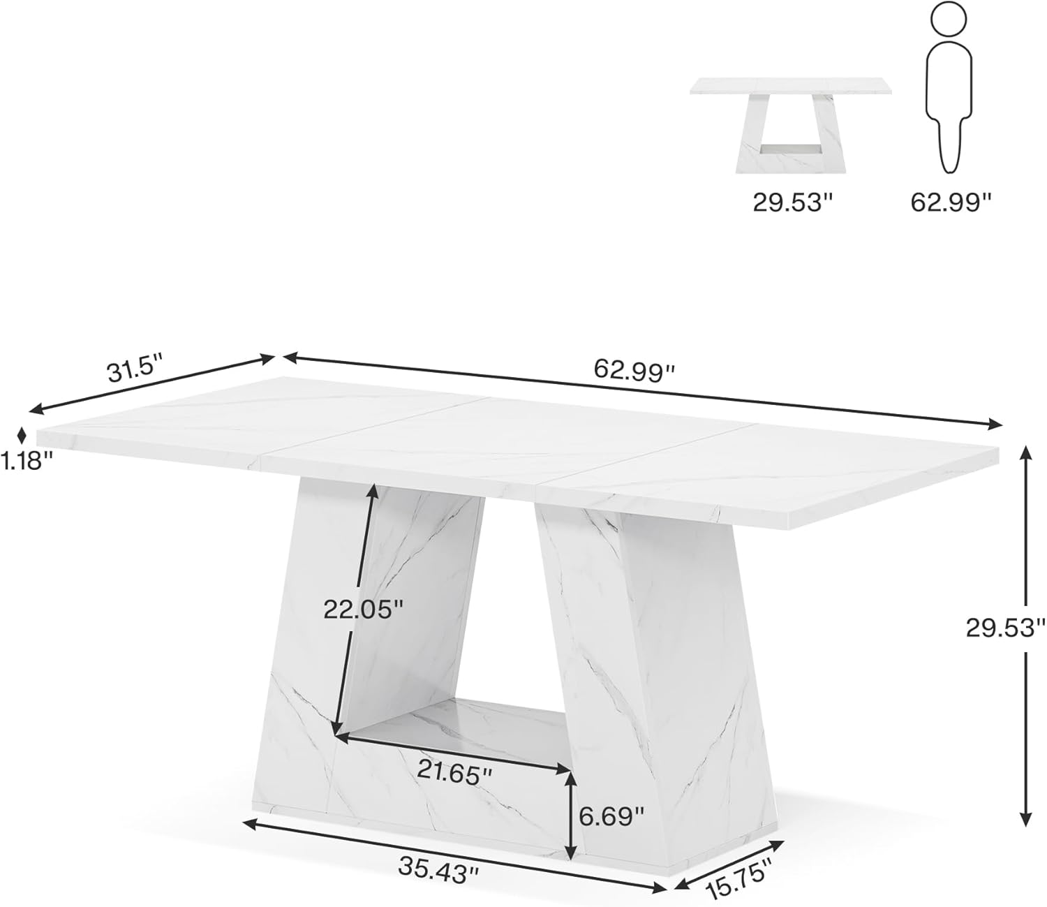 Tribesigns Dining Table for 4 to 6 People, 63