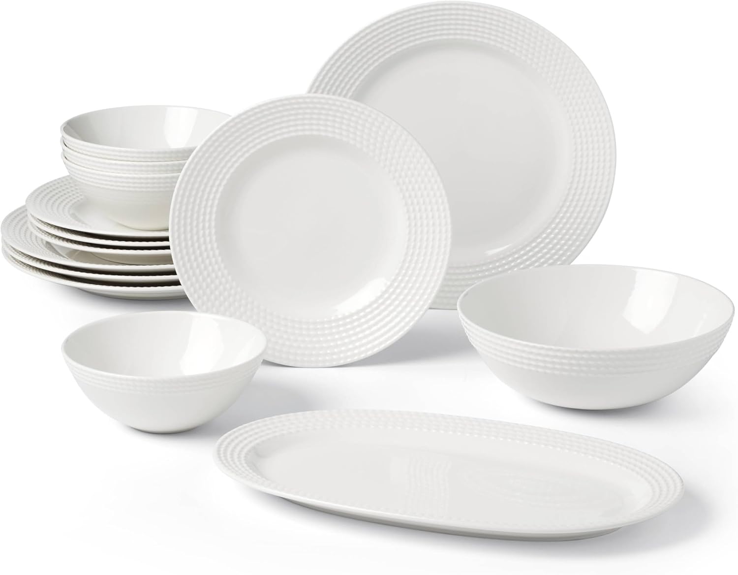 kate spade new york Wickford 14-Piece Dinnerware Set, 14 Count, White