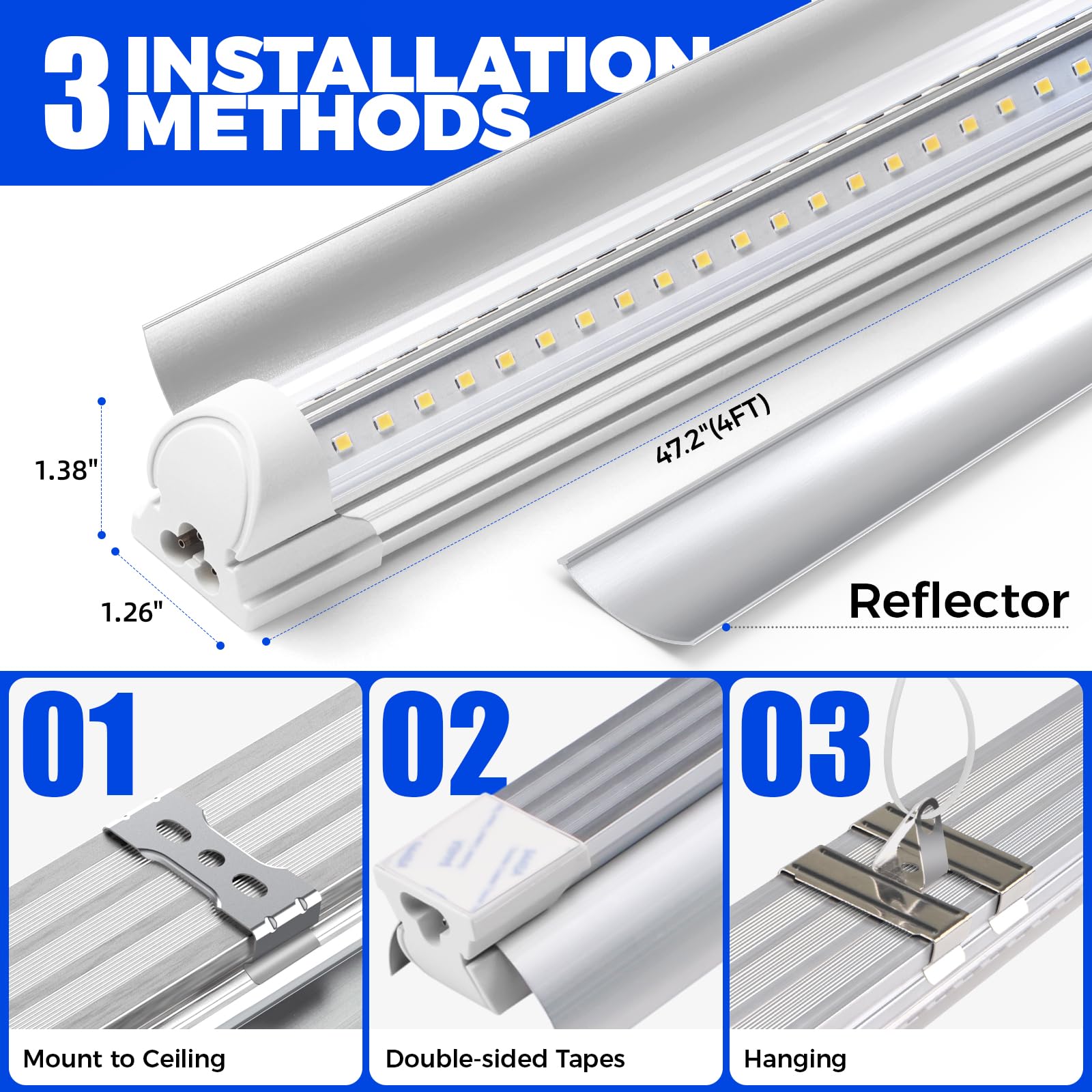 BARRINA T8 LED Grow Light Strips - Full Spectrum 5000K, 6-Pack