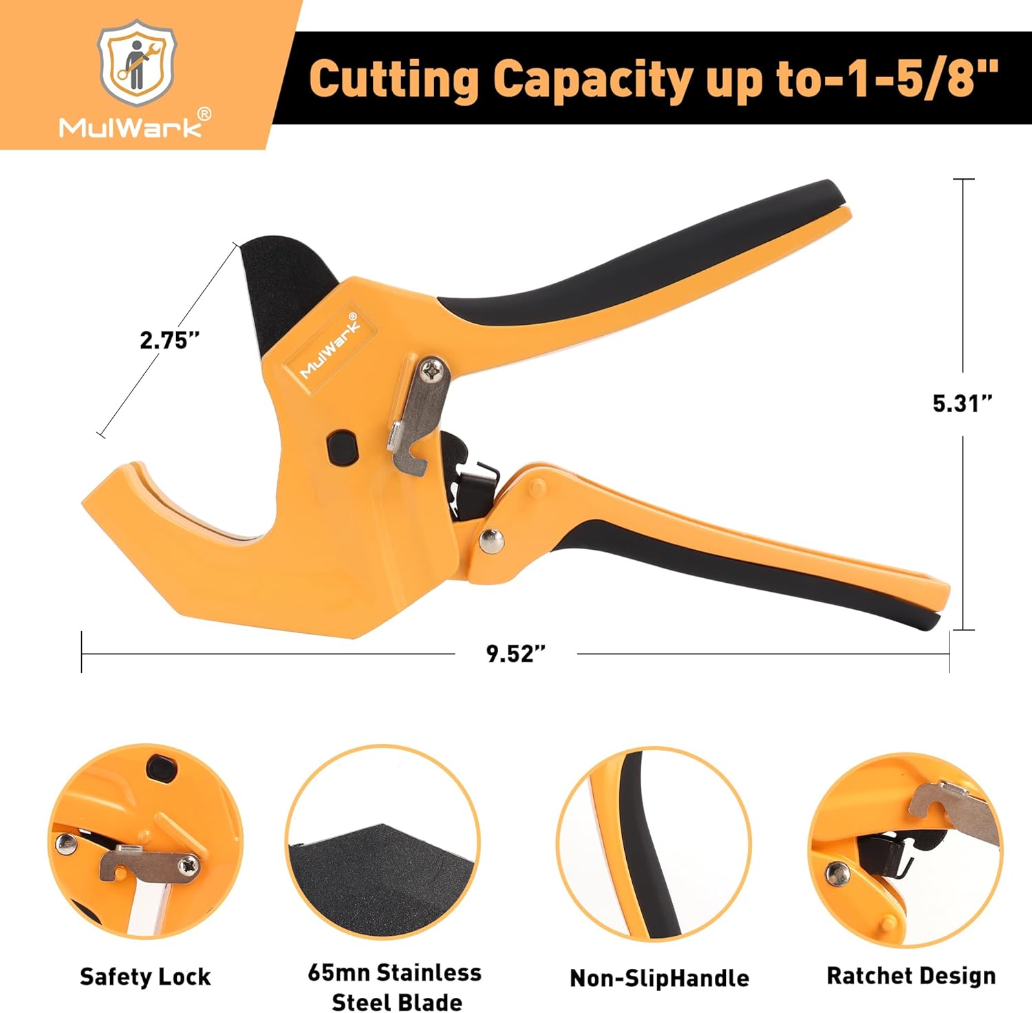 Mulwark PVC Pipe Cutter Tool Cuts up to 1-5/8