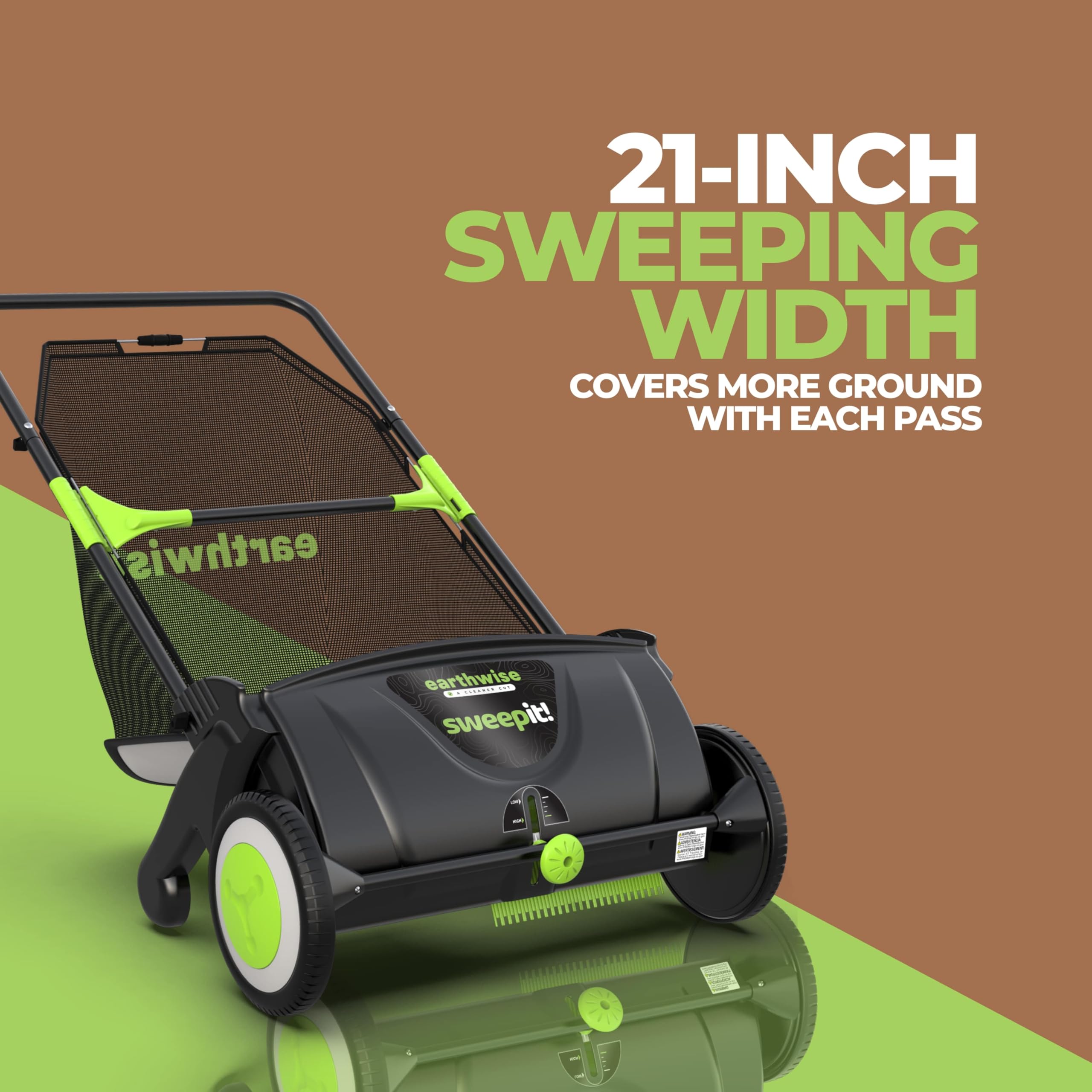 EARTHWISE LSW70021 Push Lawn Sweeper - 21-Inch Leaf & Grass