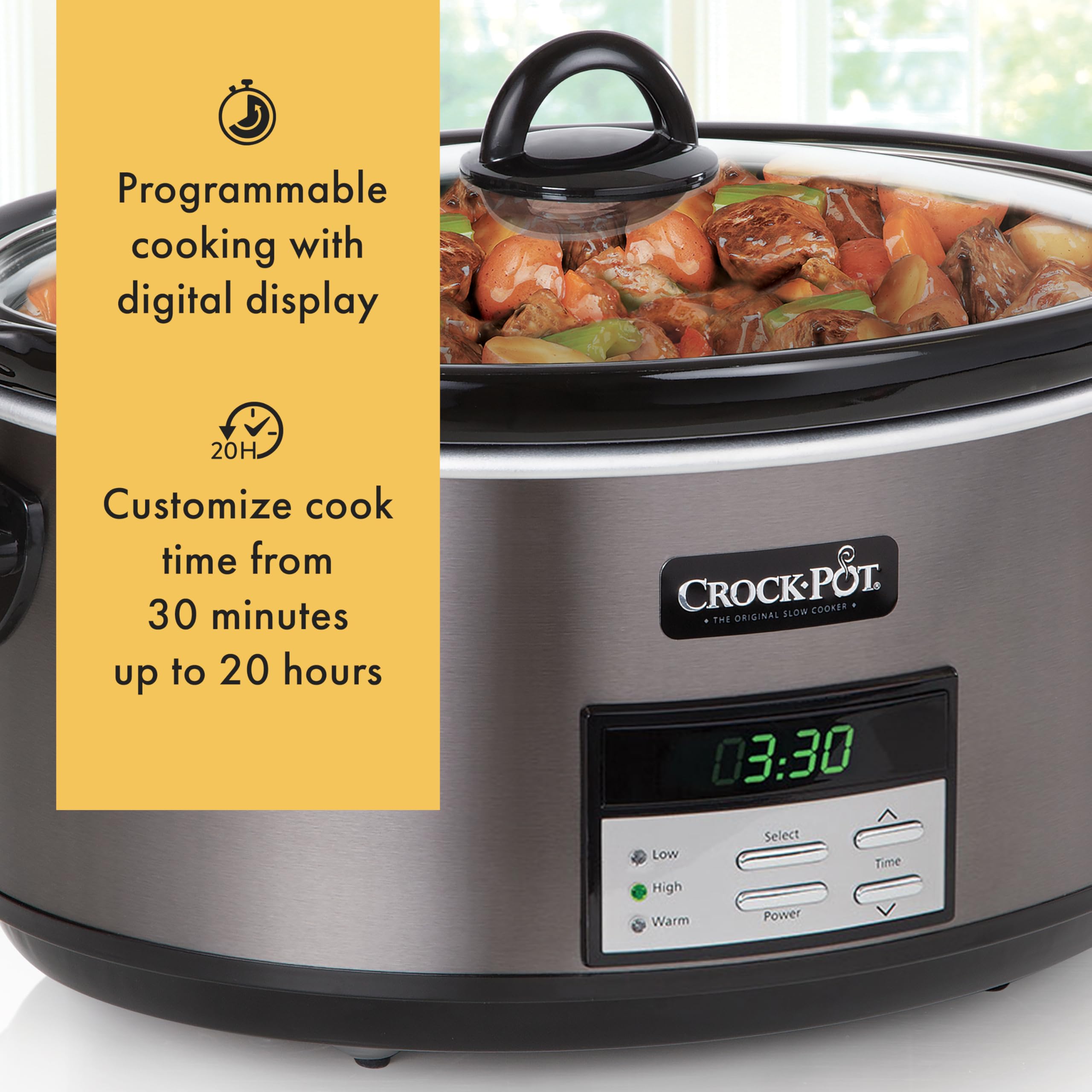 CROCK-POT Large 8-Quart Slow Cooker with Auto Warm Setting