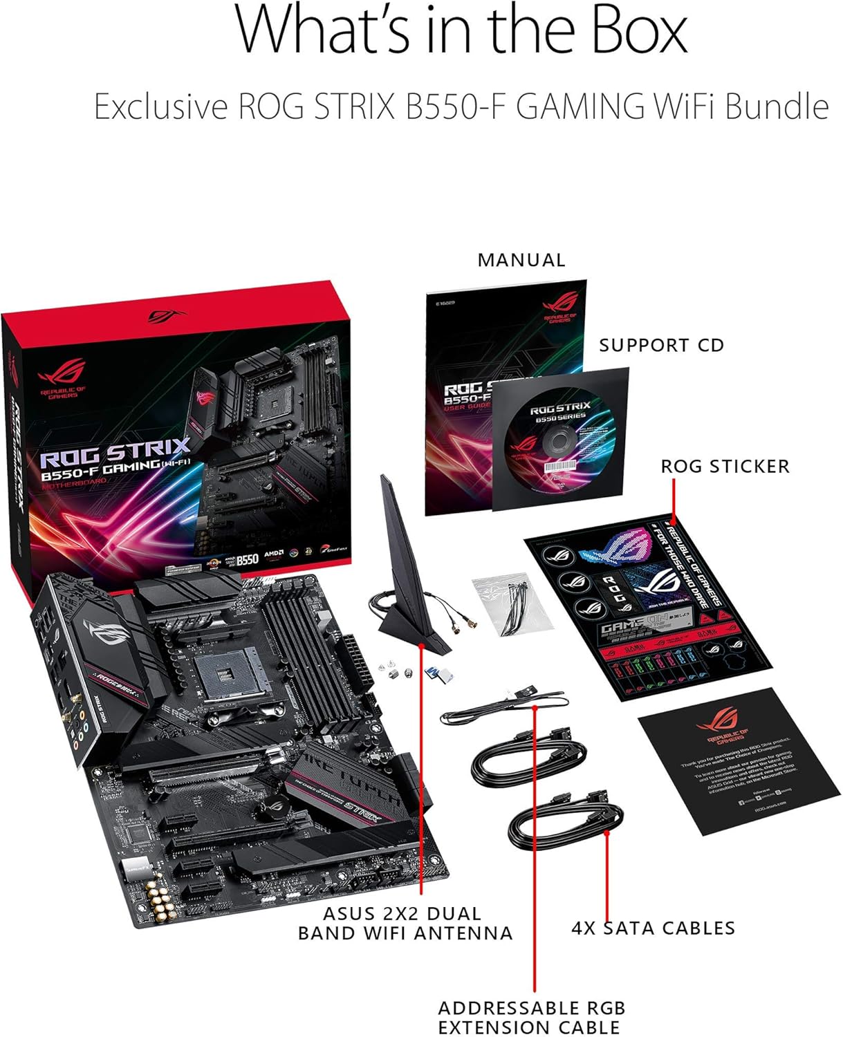 ASUS ROG Strix B550-F Gaming (WiFi 6) AMD AM4 Zen 3 Ryzen 5000 & 3rd Gen Ryzen ATX Gaming Motherboard (PCIe 4.0, 2.5Gb LAN, BIOS Flashback, HDMI 2.1, Addressable Gen 2 RGB Header and Aura Sync)