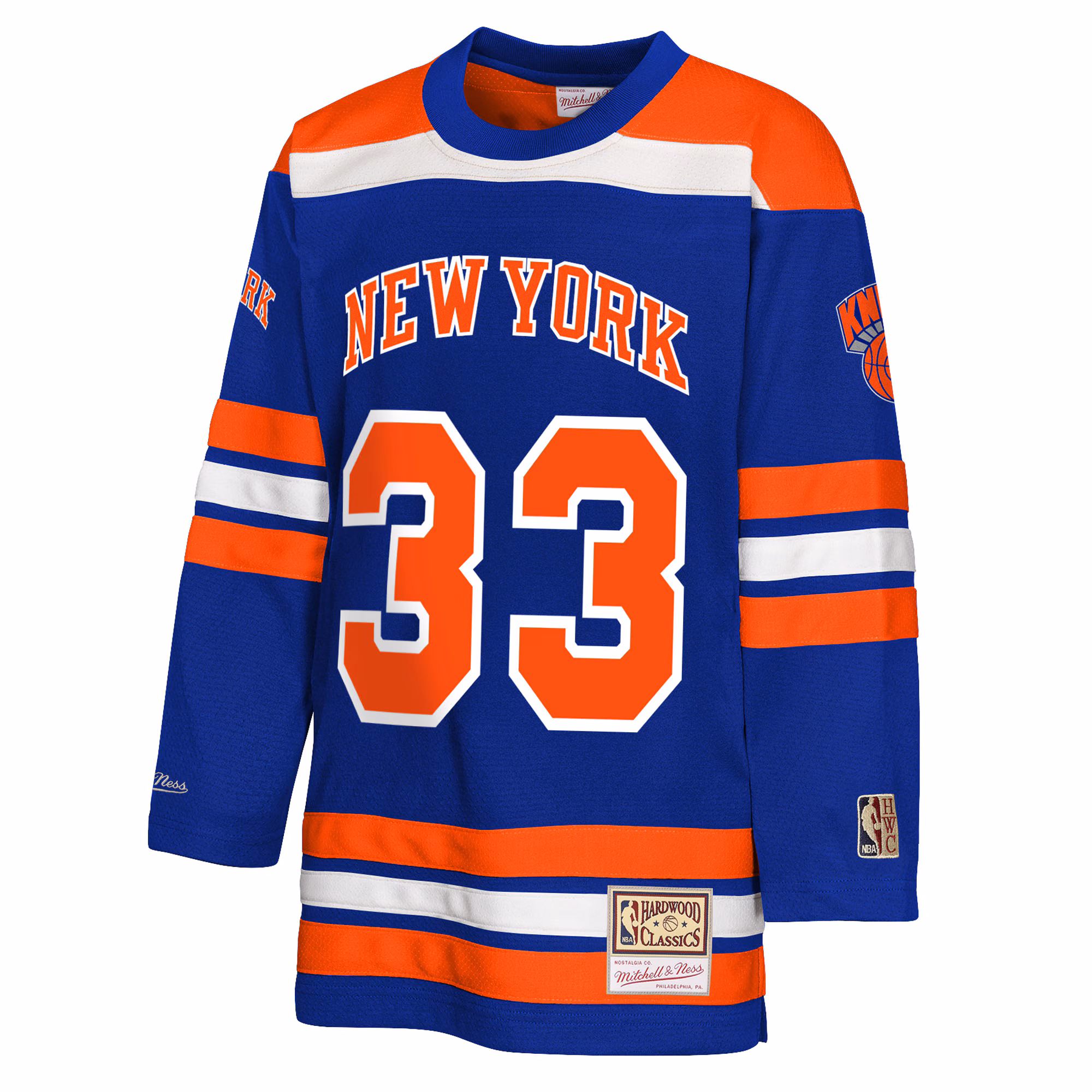 Patrick Ewing New York Knicks Mitchell & Ness Youth Maxxed Out 2.0 Fashion Hockey Jersey - Blue