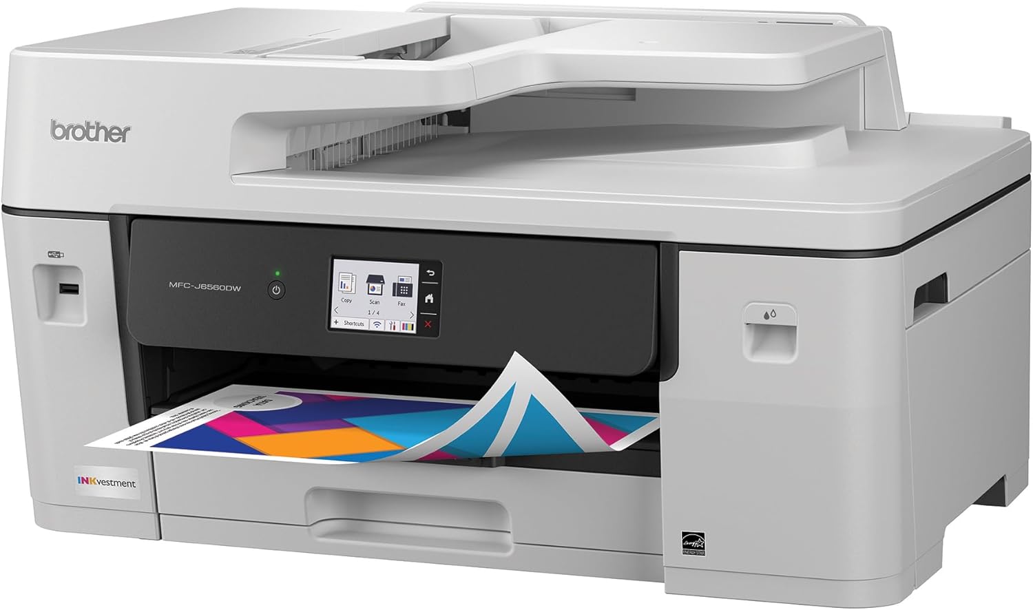 Brother INKvestment 6560 Wireless Color Inkjet All-in-One Printer with 11”x17” Capabilities and 2.7” Color Touchscreen | Includes Refresh Subscription Trial(1) (MFC-J6560DW)