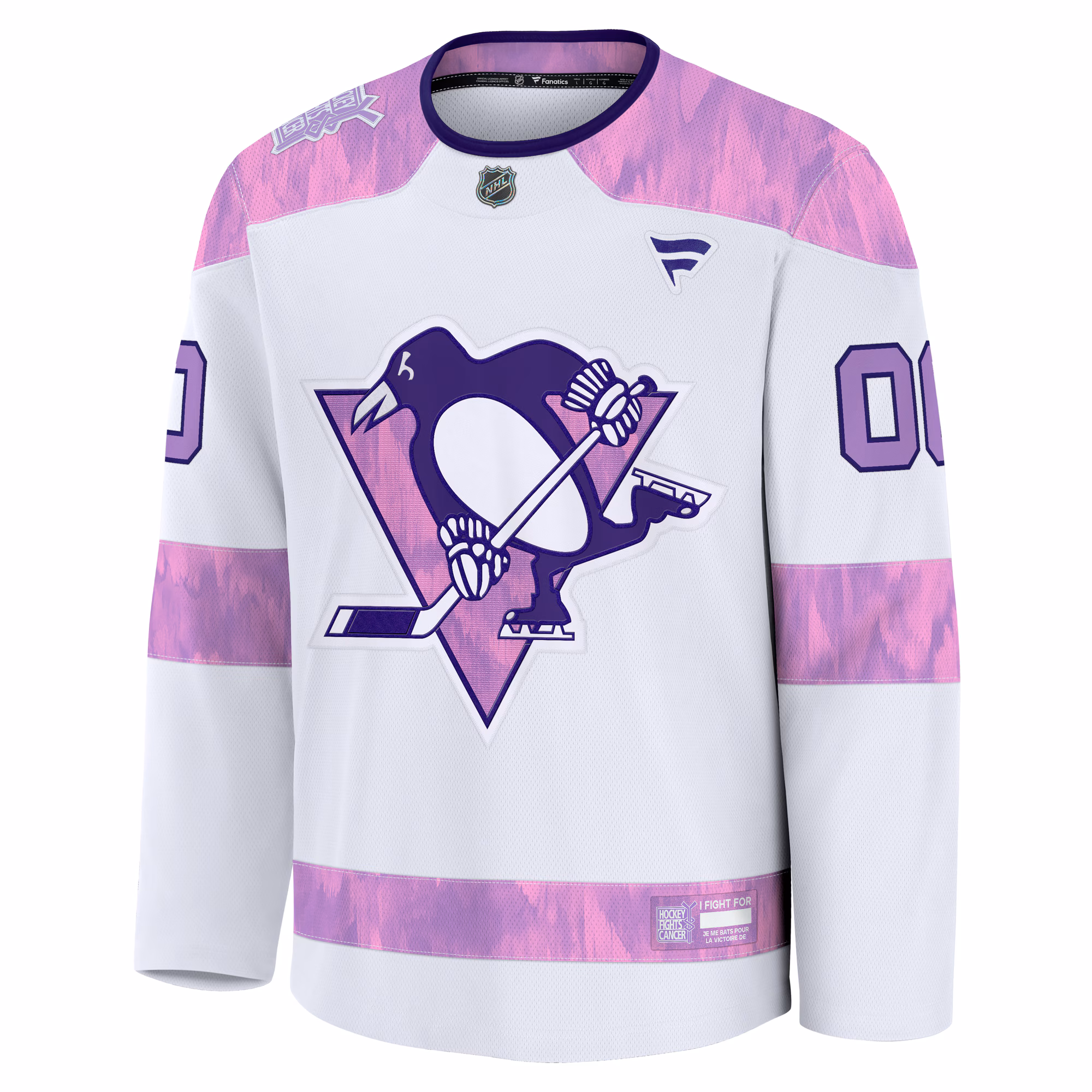 Pittsburgh Penguins Fanatics 2024 Hockey Fights Cancer Custom Practice Jersey - White