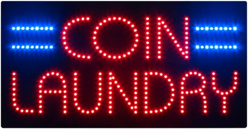 LED Coin Laundry Sign for Business, Super Bright LED Open Sign for Laundromat, Electric Advertising Display Signboard for Laundry Service Business Shop Store Window Home Decor. 24