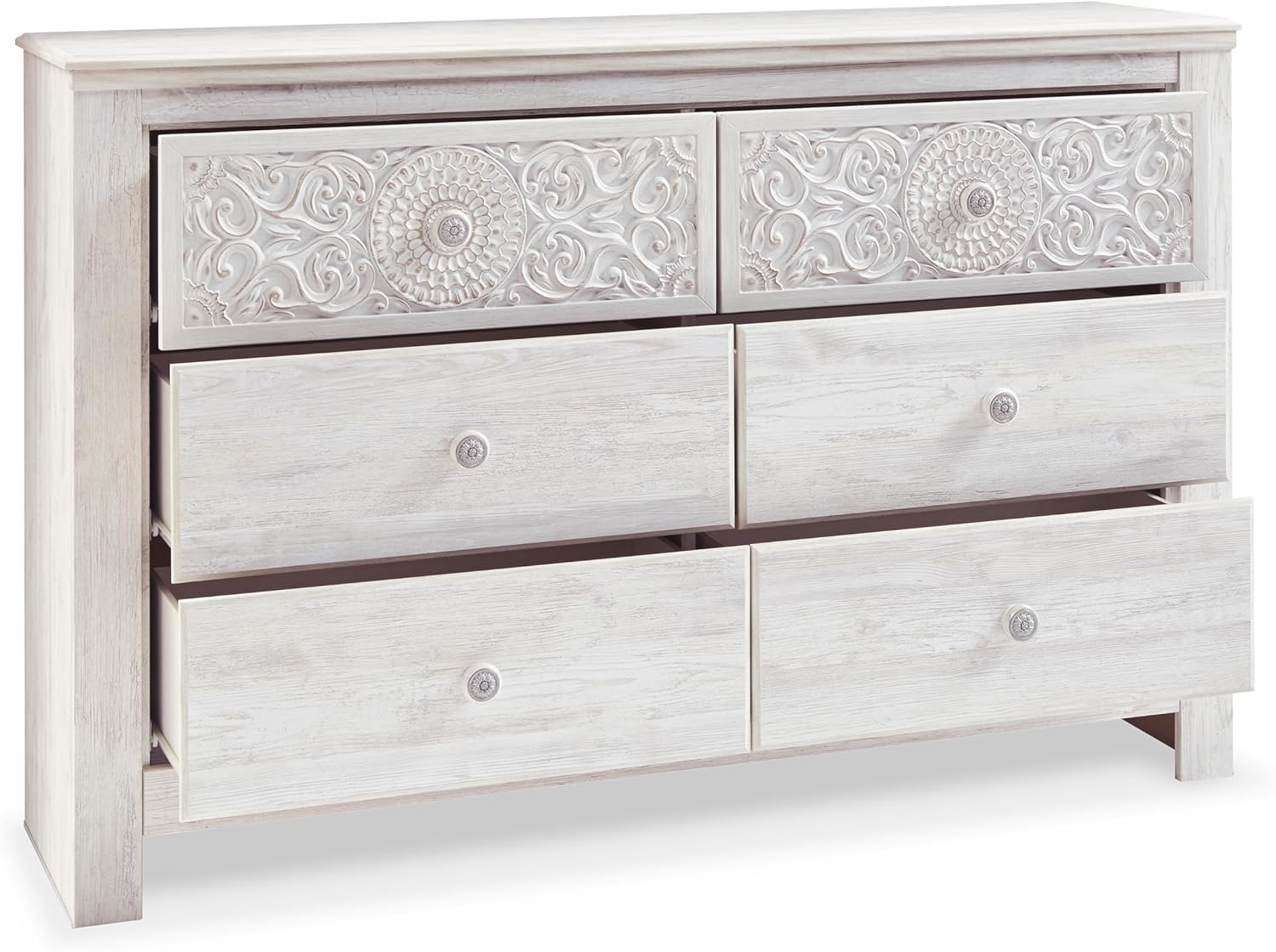 Signature Design by Ashley Paxberry Boho 6 Drawer Dresser, Smooth-gliding Faux Laminate Lined Drawers, Wood, 61.26