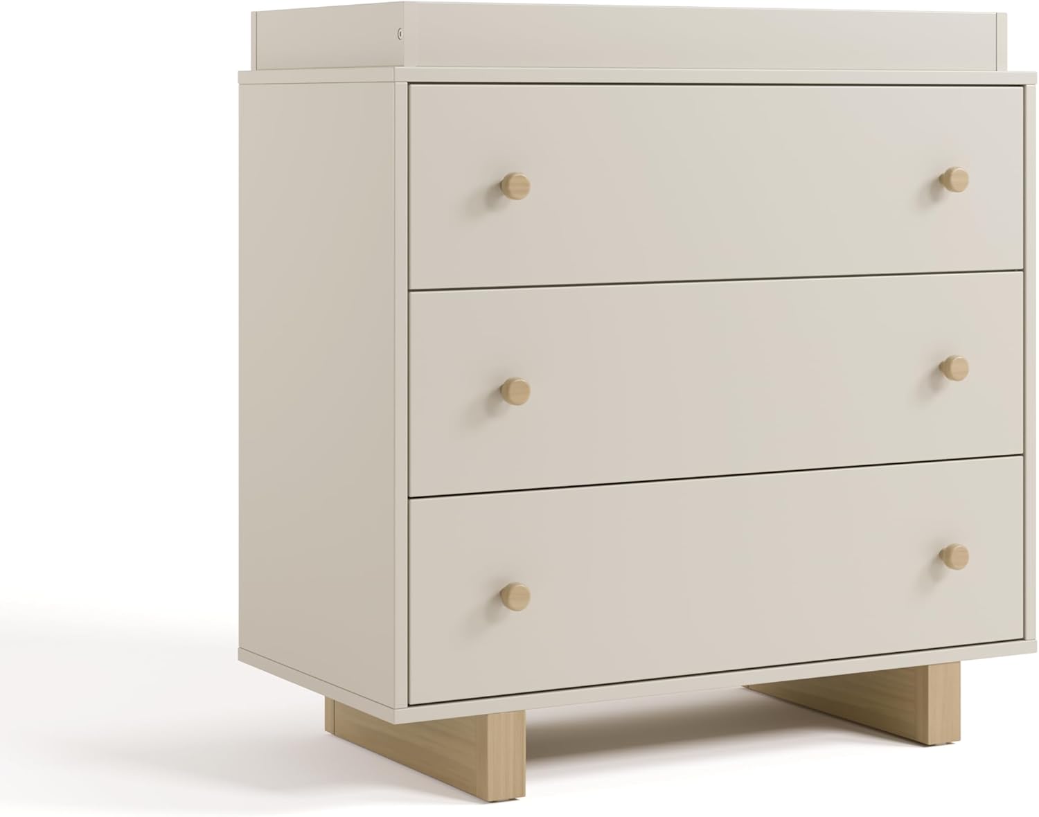 Storkcraft Texas 3 Drawer Chest with Removable Changing Table Topper (Frosted Oat/Driftwood) – GREENGUARD Gold Certified Baby Dresser, Interlocking Drawer System for Nursery & Kids' Bedroom Dresser