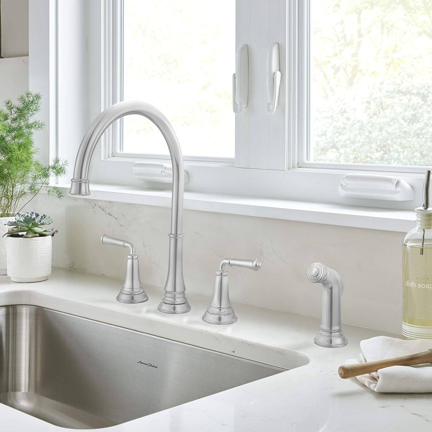 American Standard 4279701.002 Delancey Widespread Kitchen Faucet, Polished Chrome