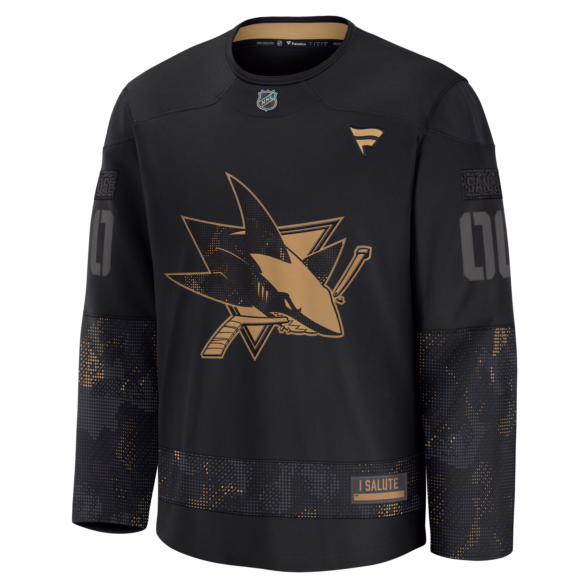 San Jose Sharks Fanatics 2024 Military Appreciation Custom Practice Jersey - Black