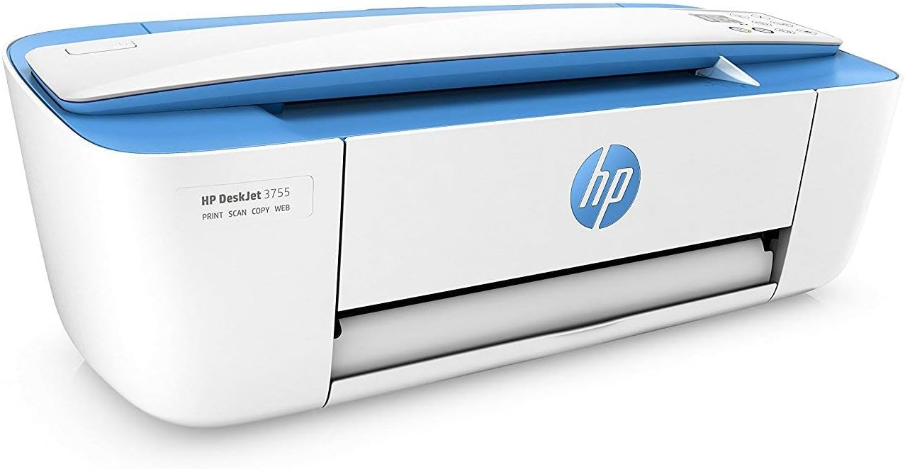 HP DeskJet 3755 Compact All-in-One Wireless Printer with Mobile Printing, HP Instant Ink & Amazon Dash Replenishment ready - Blue Accent (J9V90A) (Renewed)
