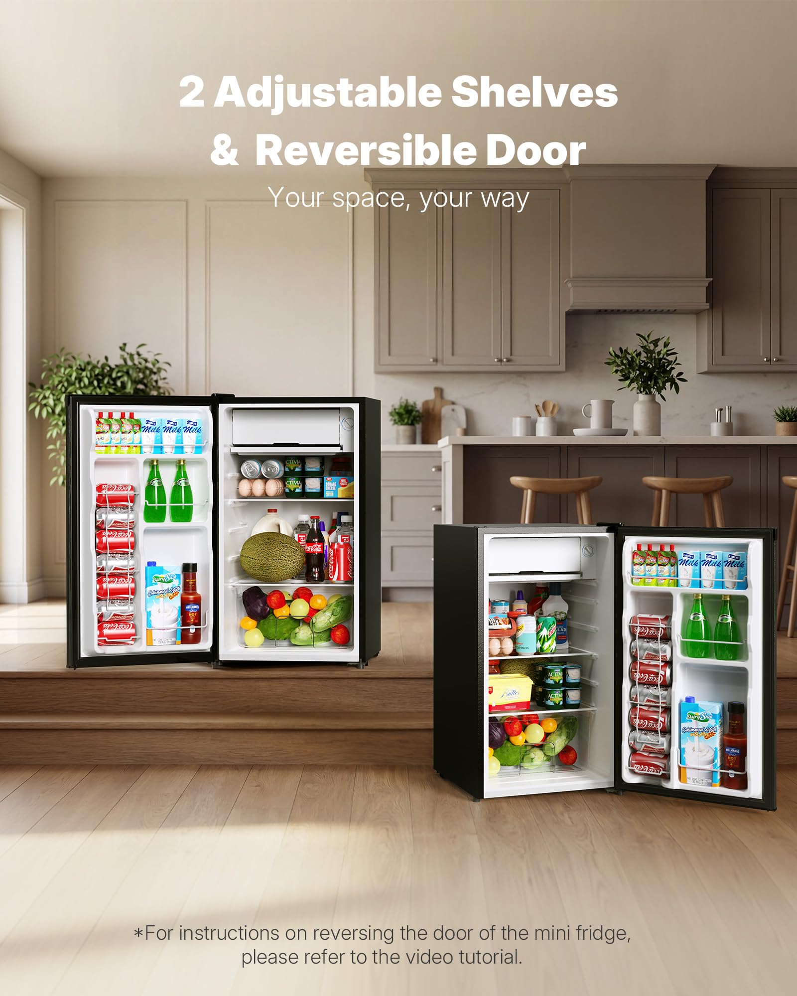 UPSTREMAN 3.2 Cu.Ft Mini Fridge with Freezer - Compact Black