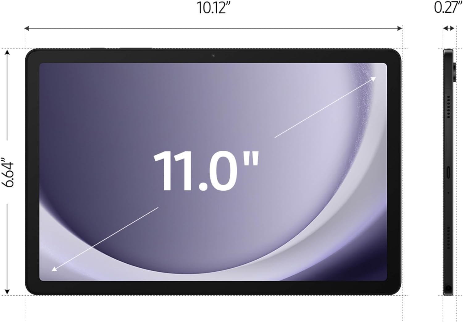 Samsung Galaxy Tab A9+ 64GB 10.9'' Android Tablet + Galaxy Tab A9+ Book Cover (Black), Upgraded Chipset, Multi Window Display, Slim, Light, Durable Design, Graphite with Accessories