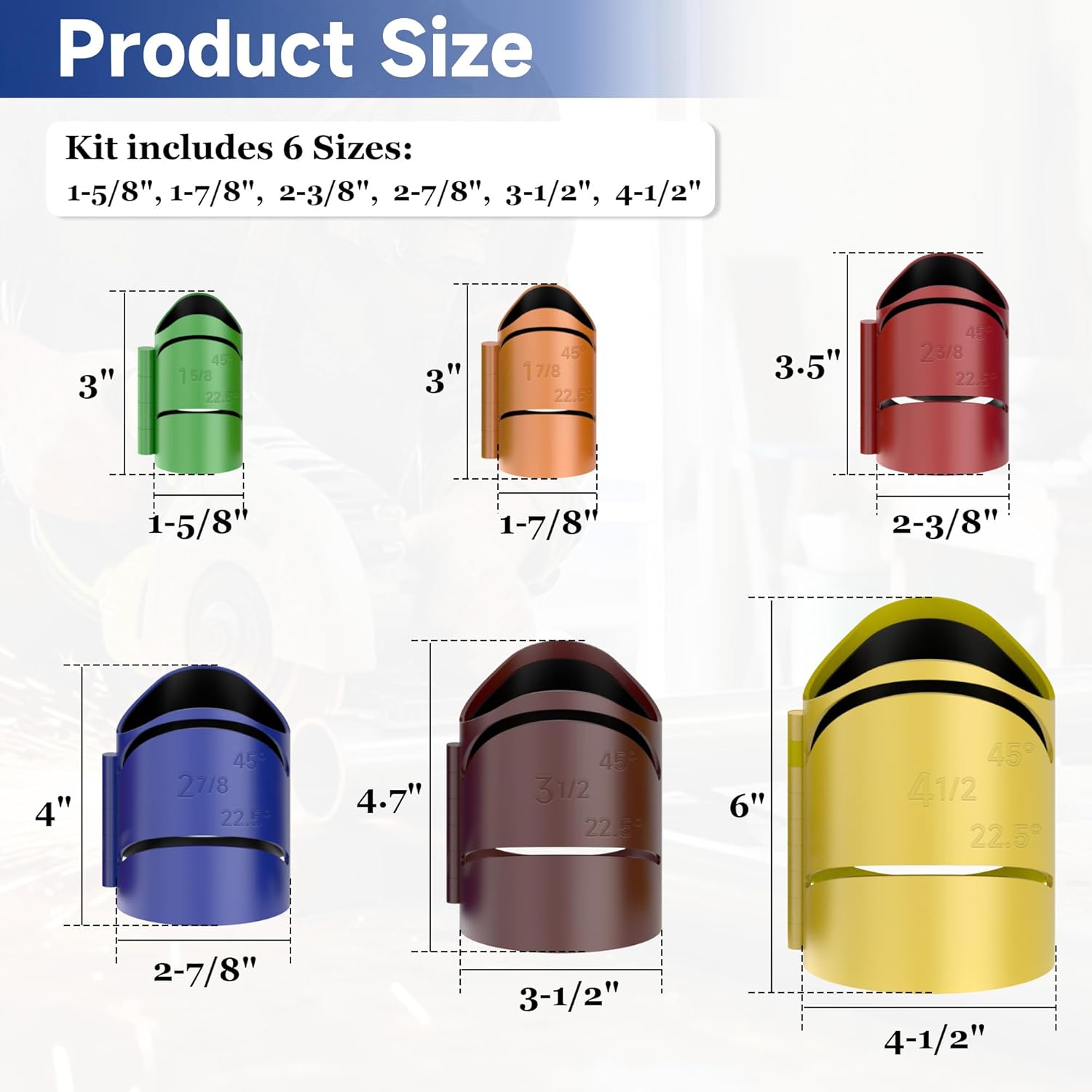 6-Pack Metal Pipe Cutting Guide Kit - Suitable Pipe Diameters 1-5/8