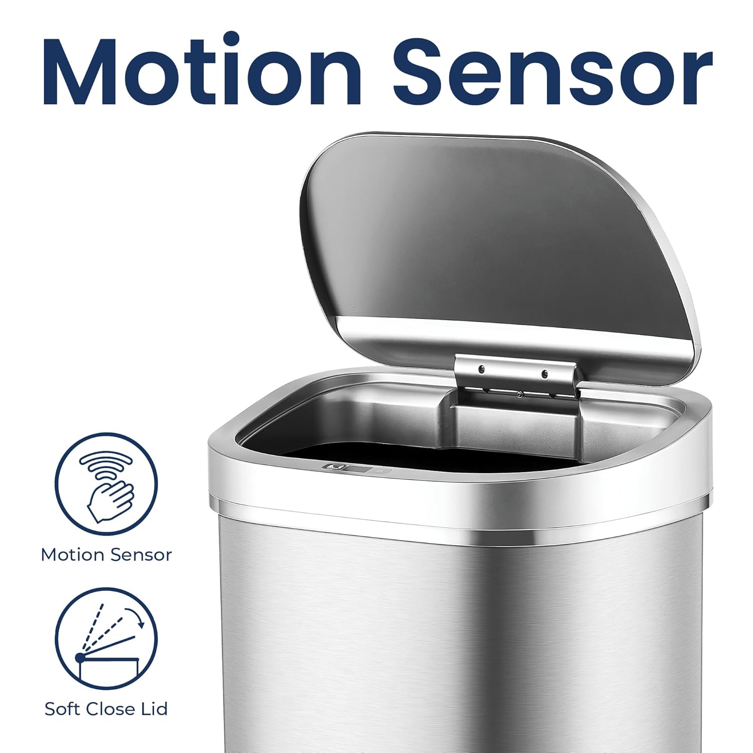 Ninestars 21 Gallons Automatic Touchless Kitchen Trash Can with Lid, Motion Sensor Trash Can for Kitchen, Living Room, Office, 80 Liter Stainless Steel Garbage Bin (21 Gallon Rectangular)