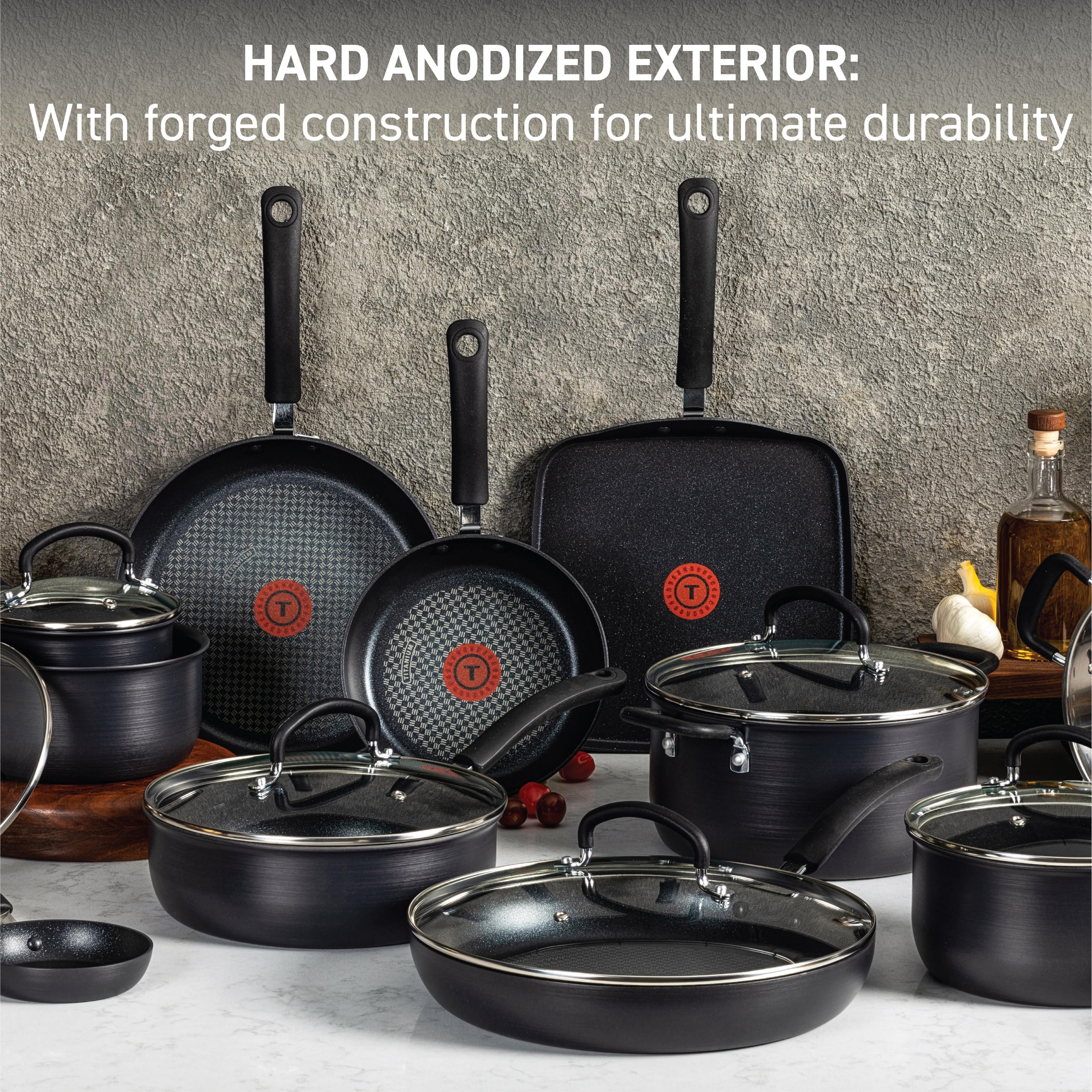 T-FAL Ultimate Hard Anodized Nonstick Cookware Set 17PC