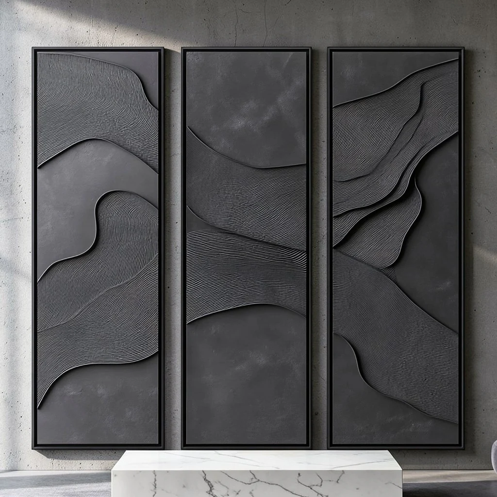Wall Art - High-Density Brushed Aluminum - Professional Grade Visual Integrity - Minimalist Geometric Abstract - Floating Mount - Charcoal & Silver
