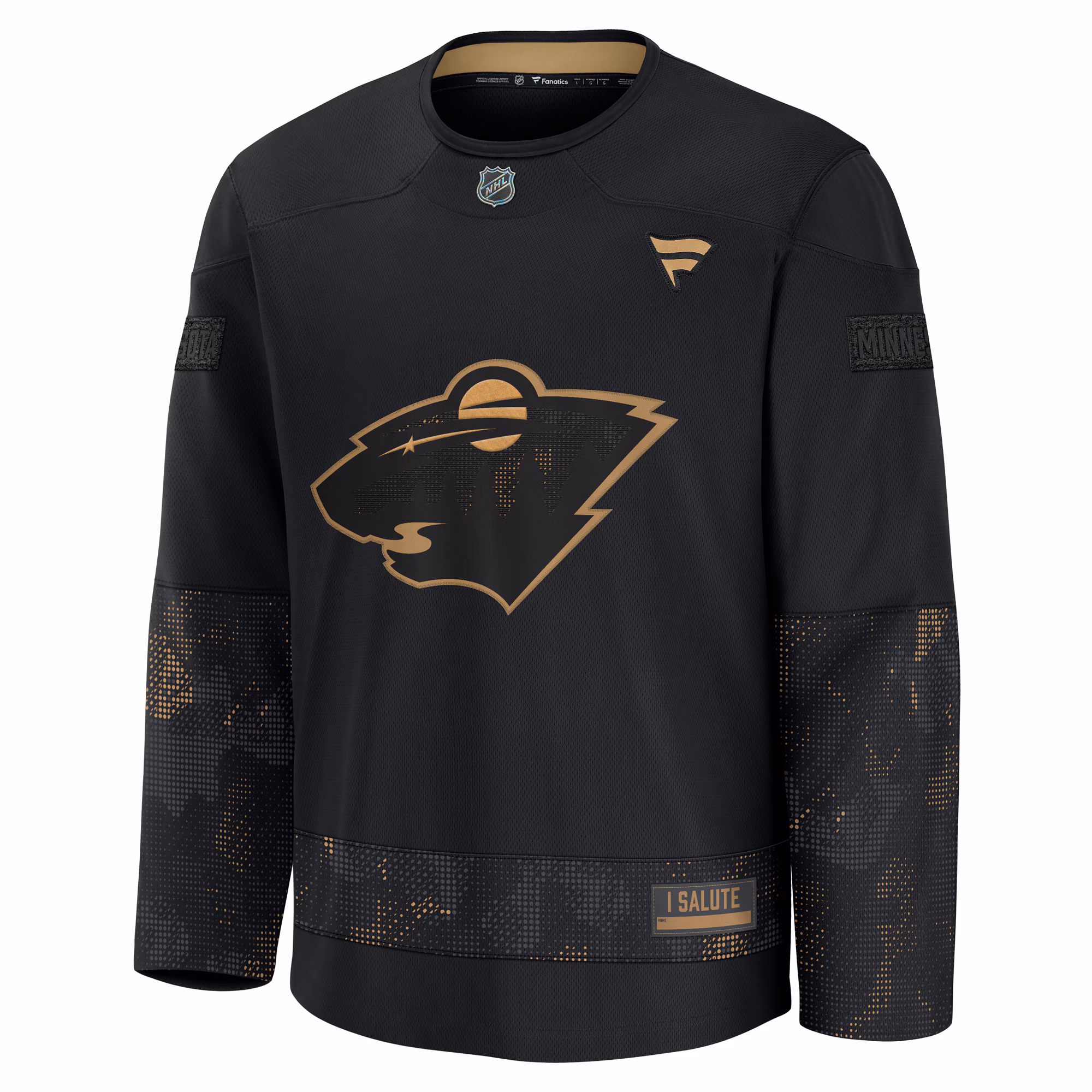 Minnesota Wild Fanatics 2024 Military Appreciation Practice Jersey - Black