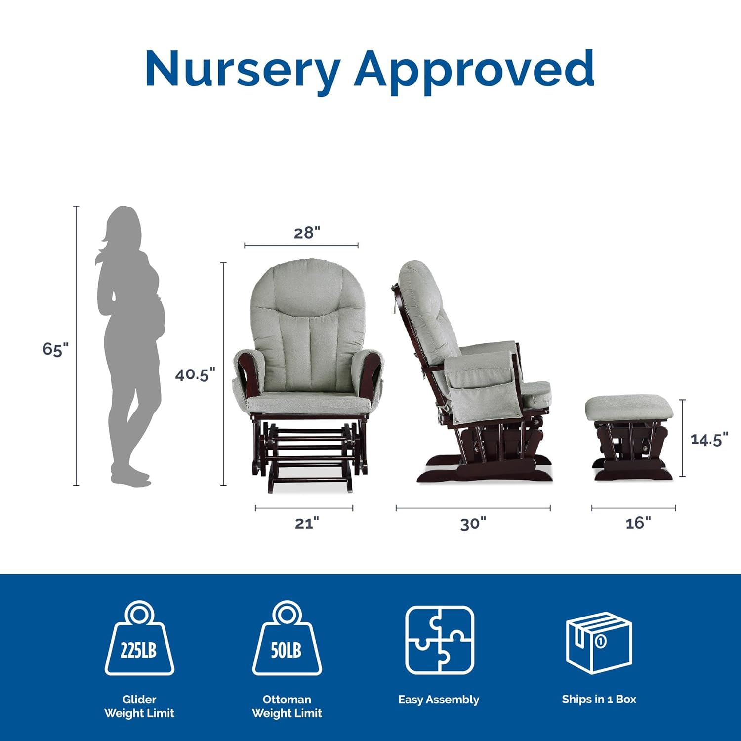 Baby Relax Huntington Nursery Glider & Ottoman, Espresso