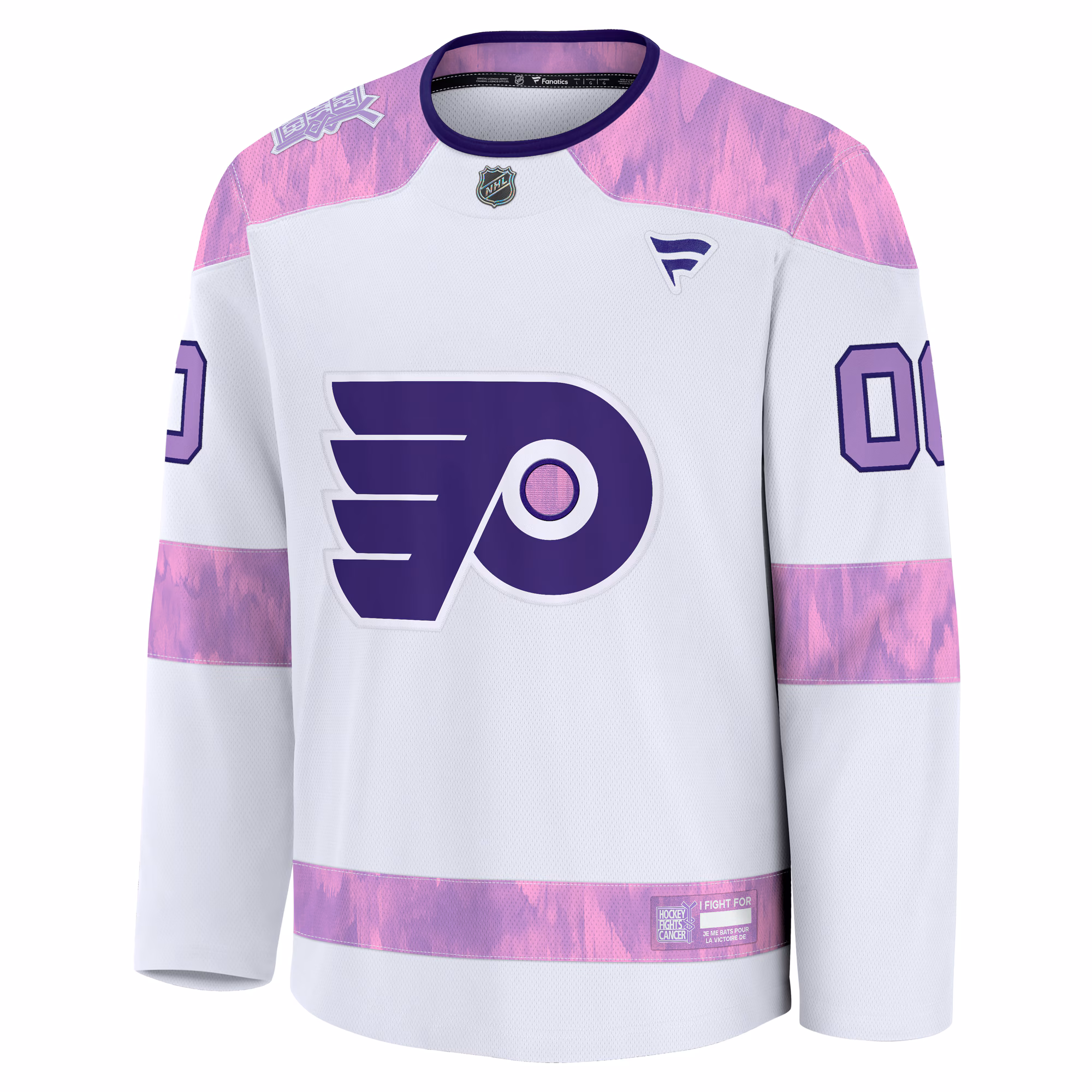 Philadelphia Flyers Fanatics 2024 Hockey Fights Cancer Custom Practice Jersey - White