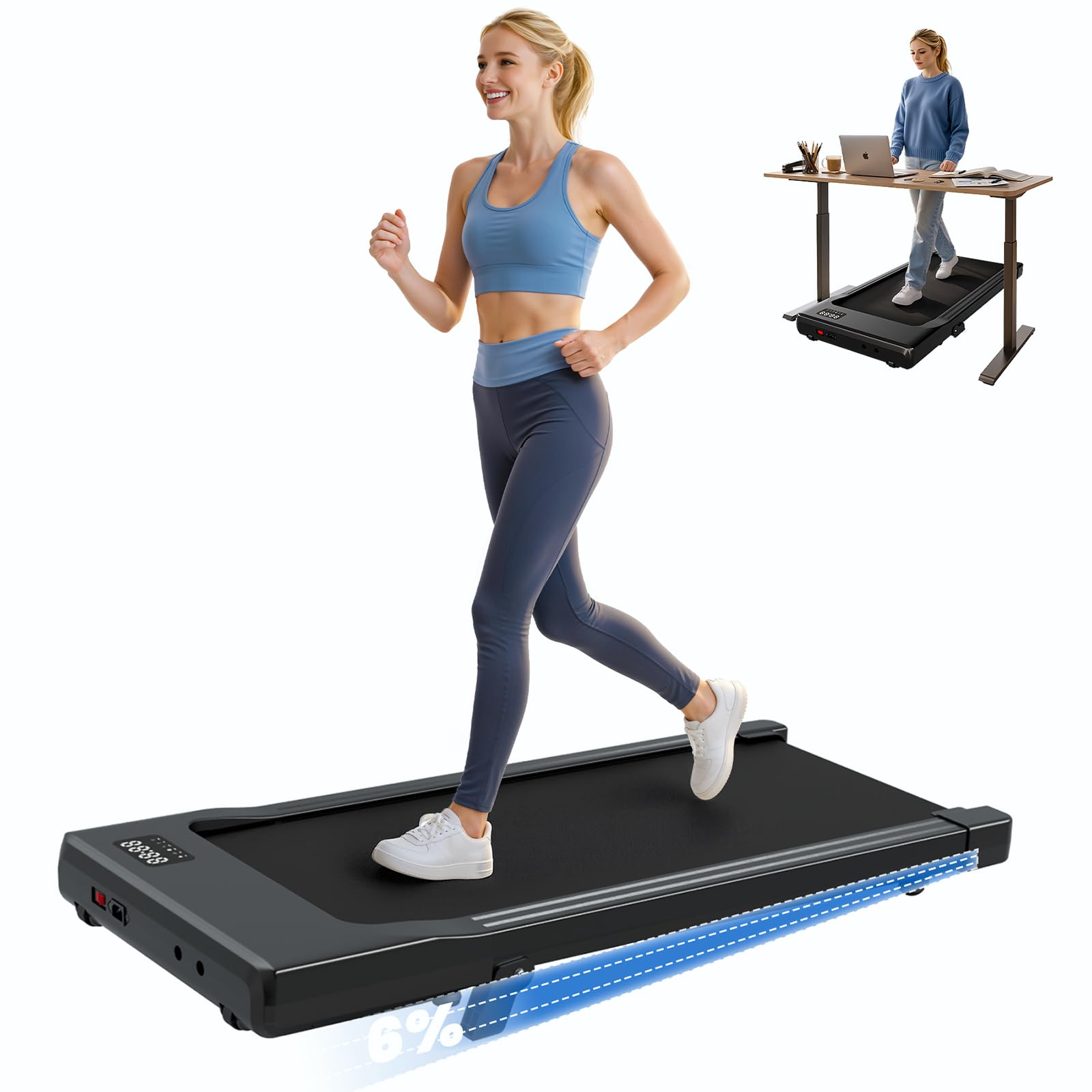 DEERRUN Under Desk Walking Pad Treadmill for Home & Office