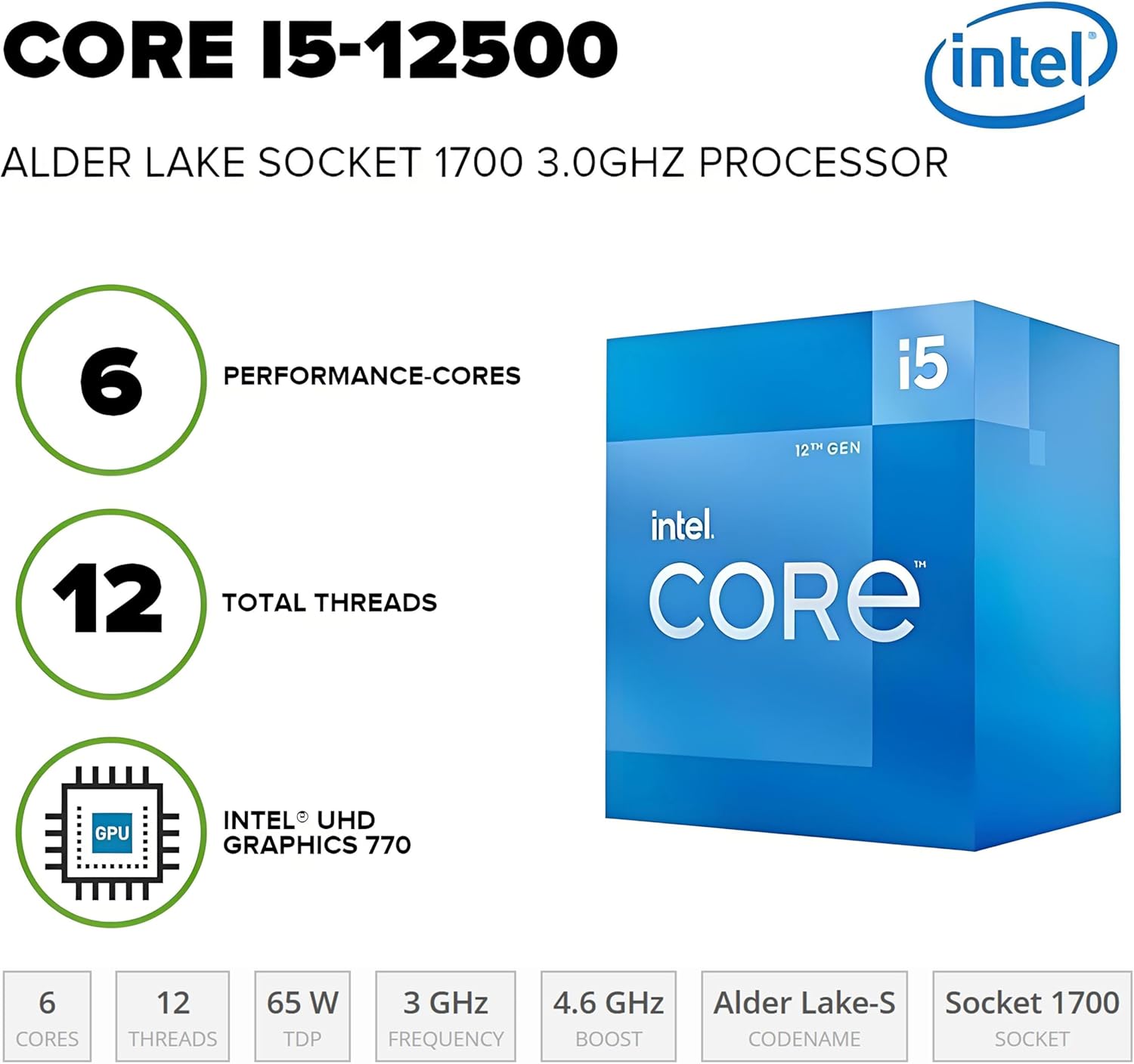 HP Desktop Computers Tower PC for Home & Business, Intel i5-12500 CPU (12Threads, up to 4.6 GHz), 8GB RAM, 256GB PCIe SSD, UHD Graphics 770, WiFi, Bluetooth, HDMI, KB & Mouse, Windows 11 Home