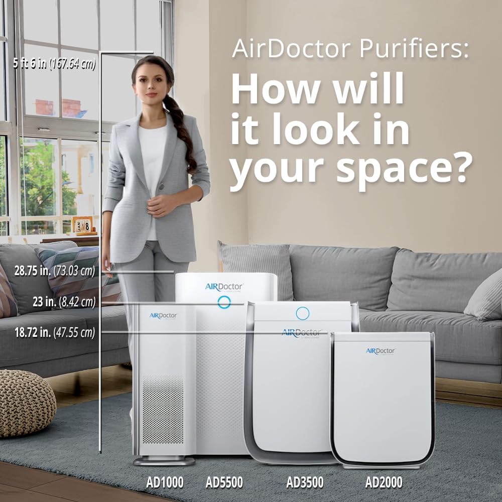 AIRDOCTOR AD5500 HEPA and VOC Air Purifier for Extra Large Spaces & Open Concepts with UltraHEPA, Carbon & VOC Filters - Captures Particles 100x Smaller Than HEPA Standard (AirDoctor 5500)