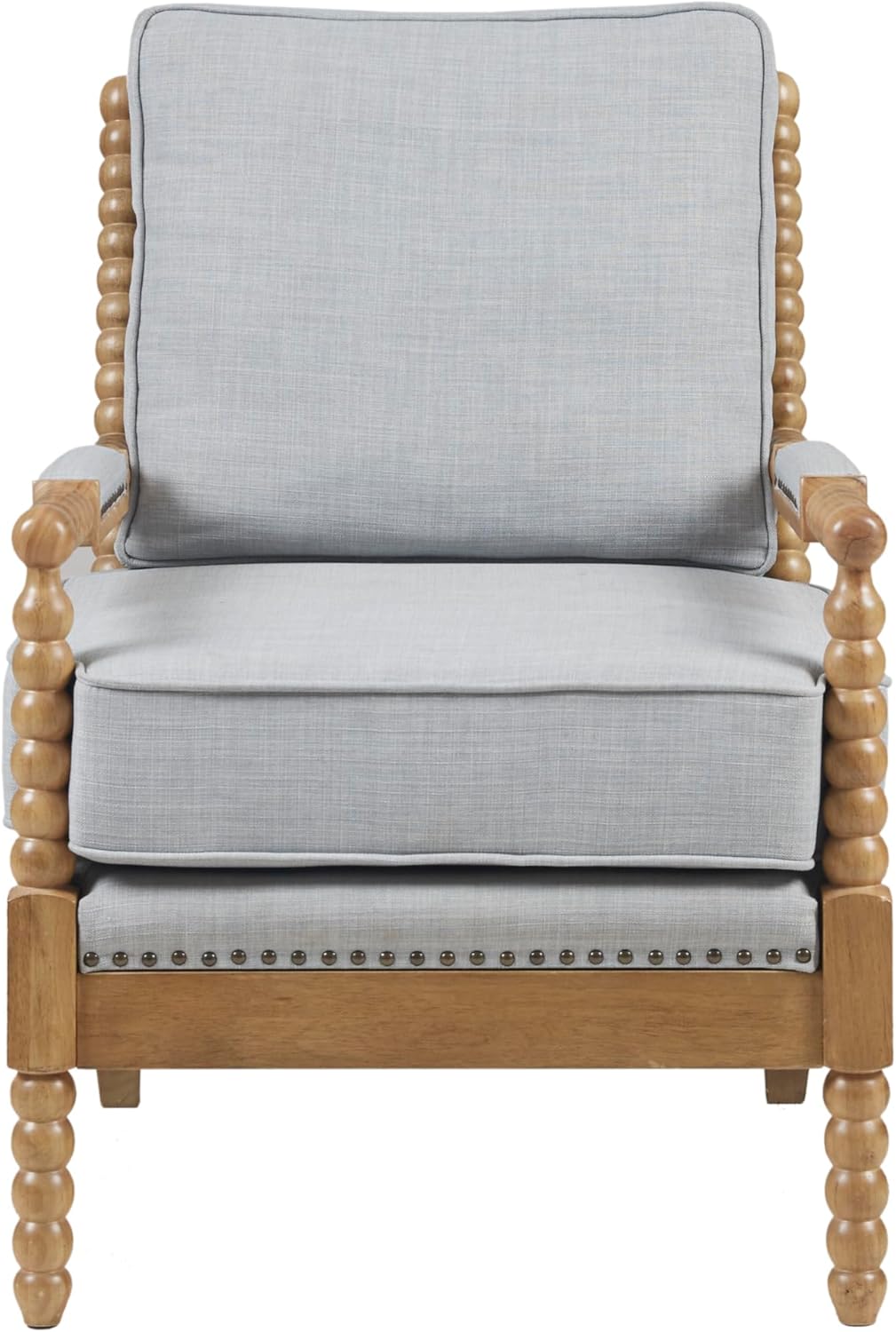 Madison Park Donohue Midcentury Modern Accent Chairs Padded Solid Wood Armrest and Frame Oakwood Finish, Upholstered Seat, Bedroom, Family or Living Room, 25.5