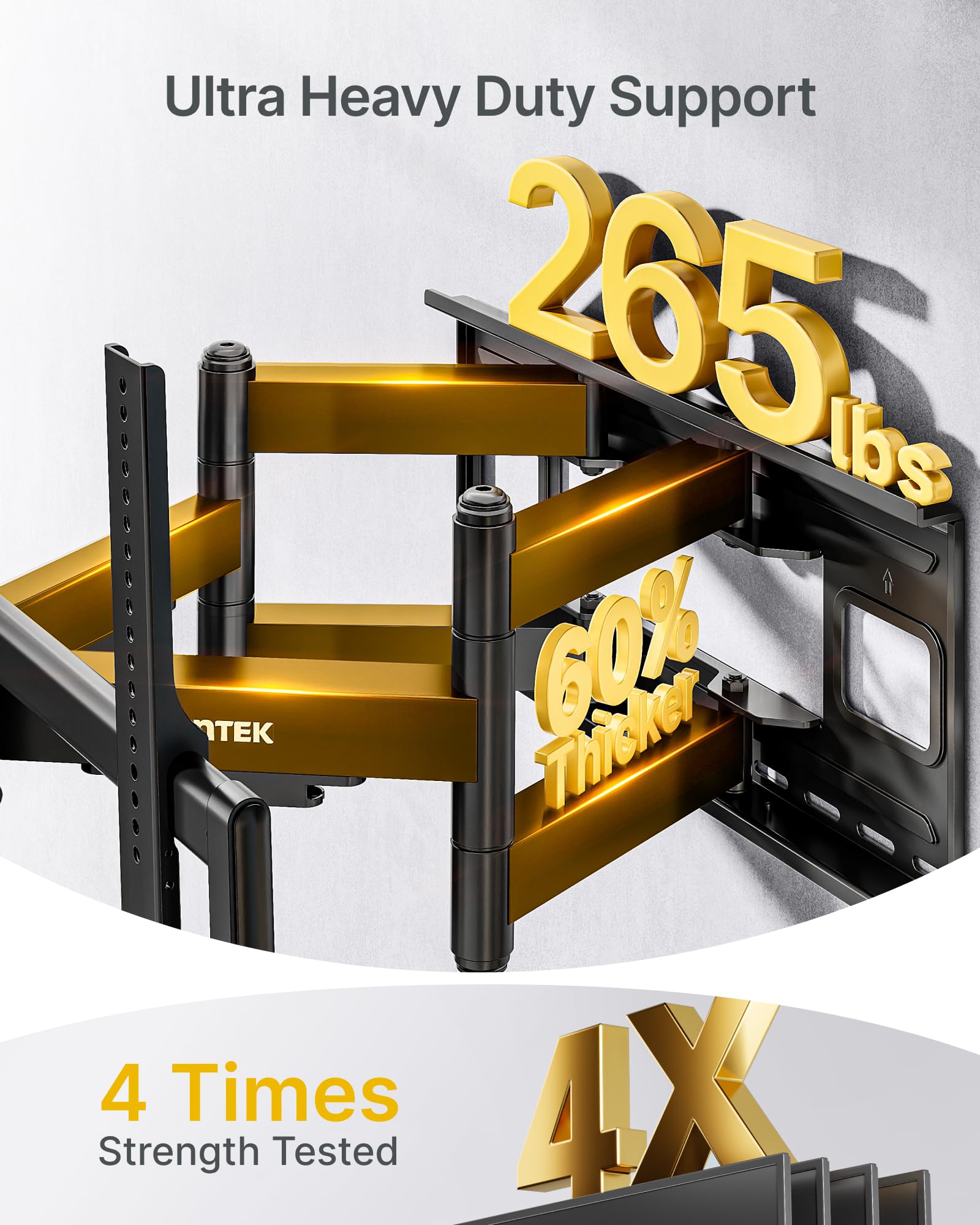 MONTEK Heavy Duty XXL Full Motion TV Wall Mount 60-120