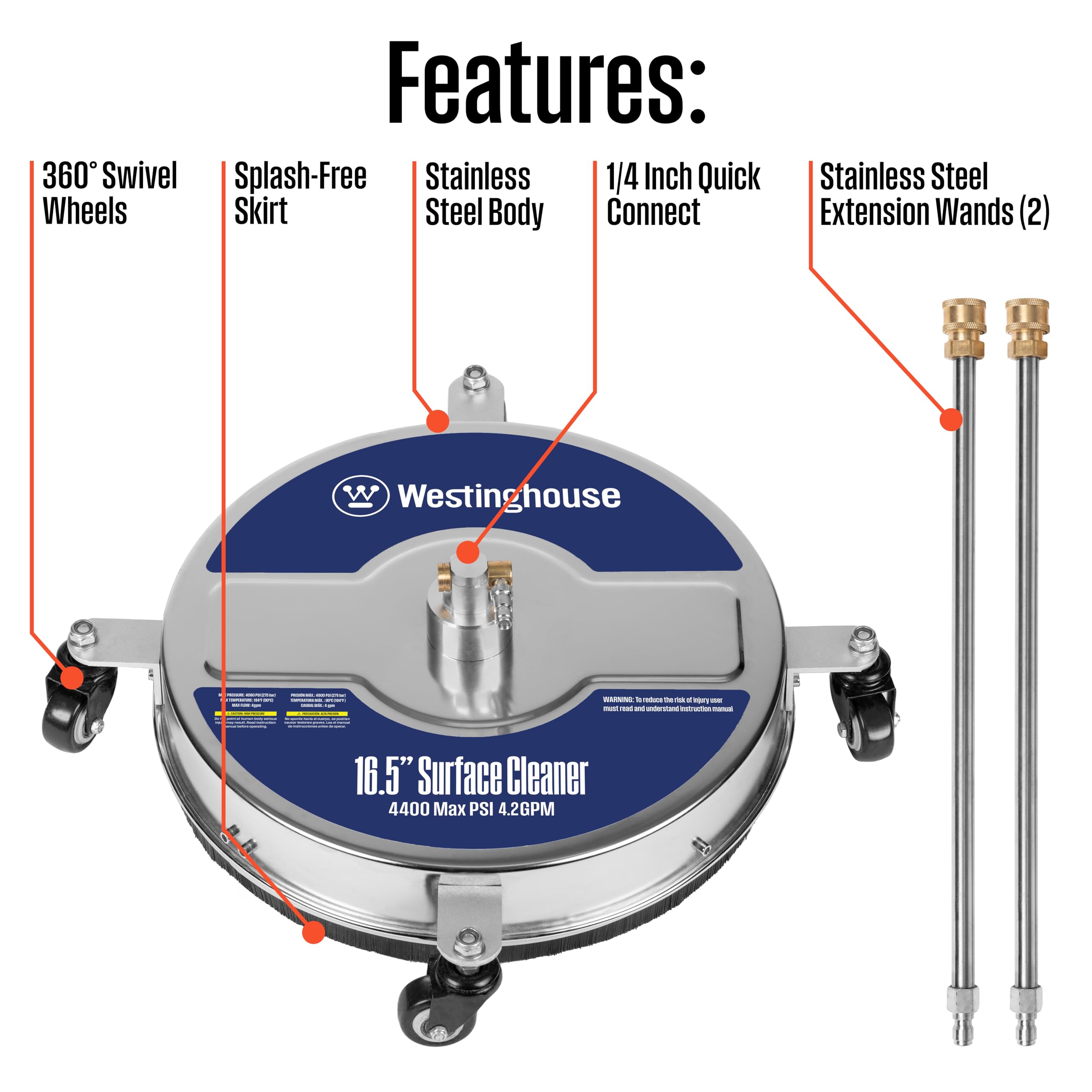 WESTINGHOUSE Universal Pressure Washer Surface Cleaner 16.5”