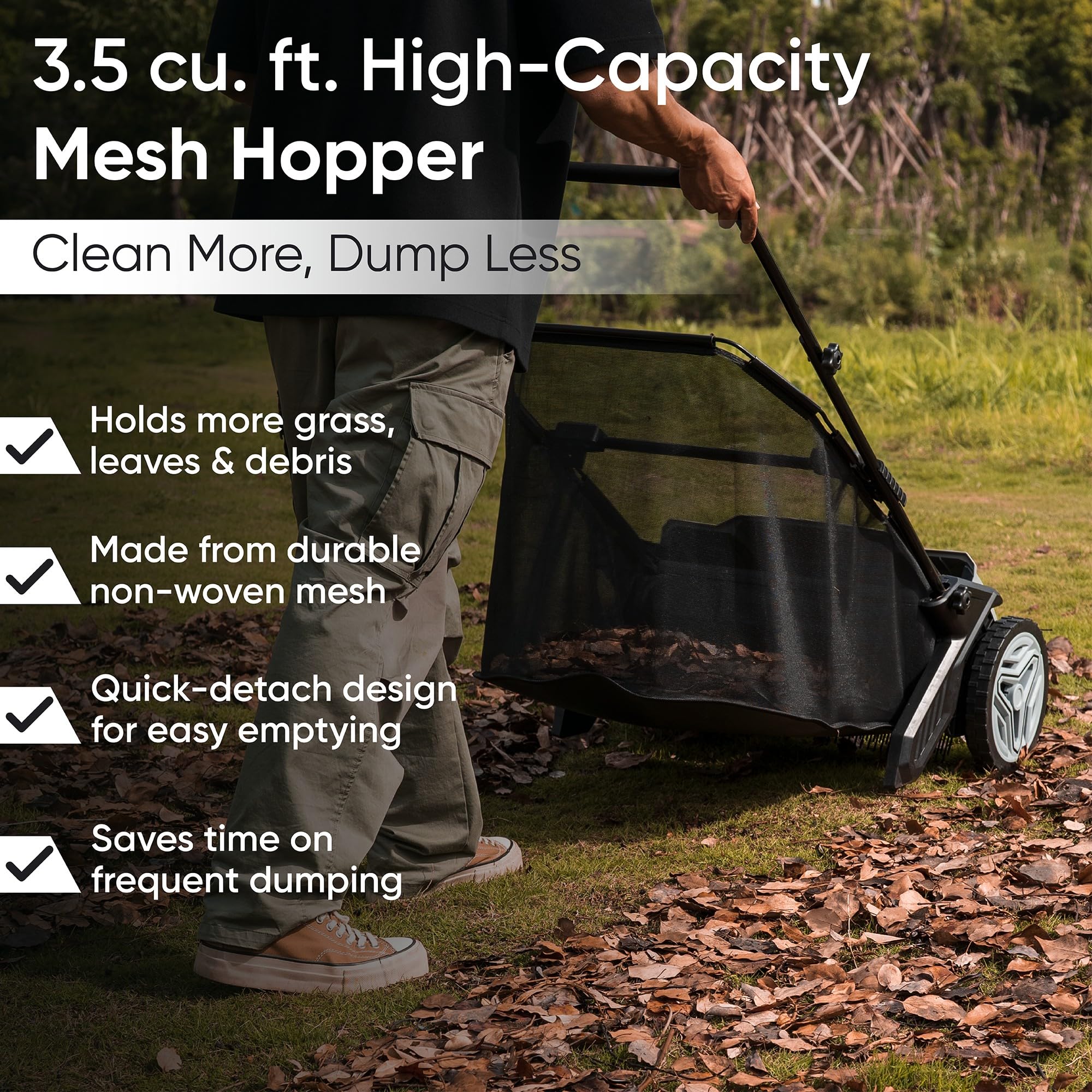 DAPPER SUPPLY 21-Inch Push Lawn Sweeper with 3.5 cu. ft. Hopper