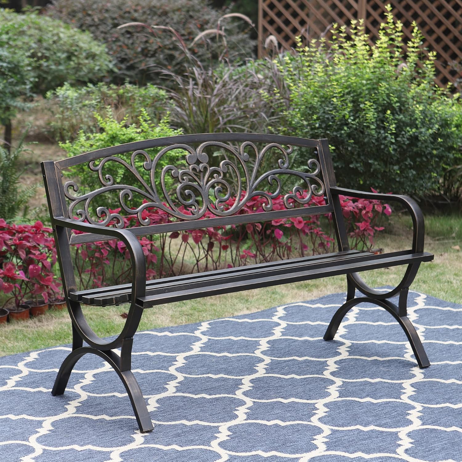 Sophia & William Metal Outdoor Bench, 50
