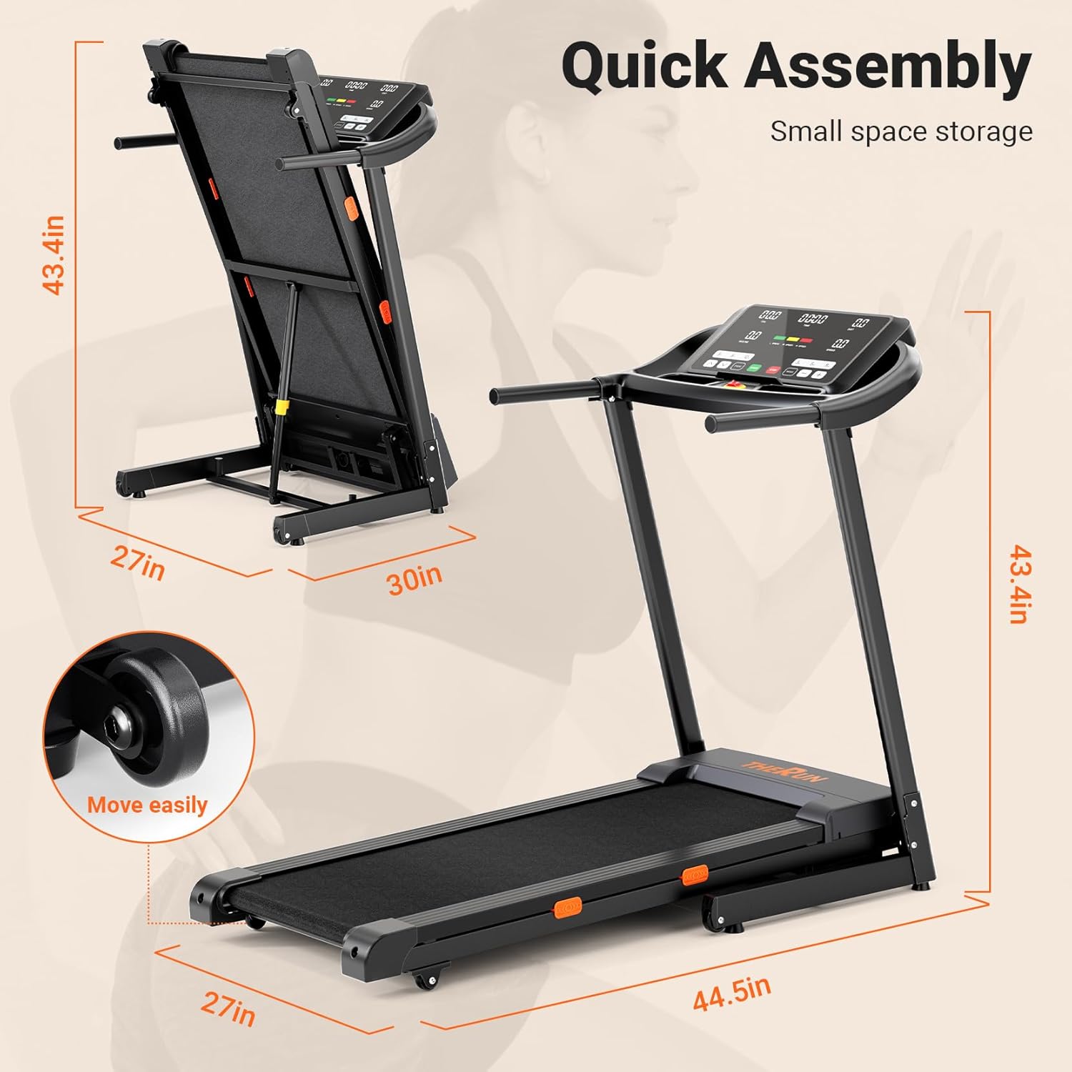 THERUN Incline Treadmill, 0-12% Auto Incline Treadmill for Running and Walking, 300 lbs Weight Capacity, Wide Belt,3.0HP,18