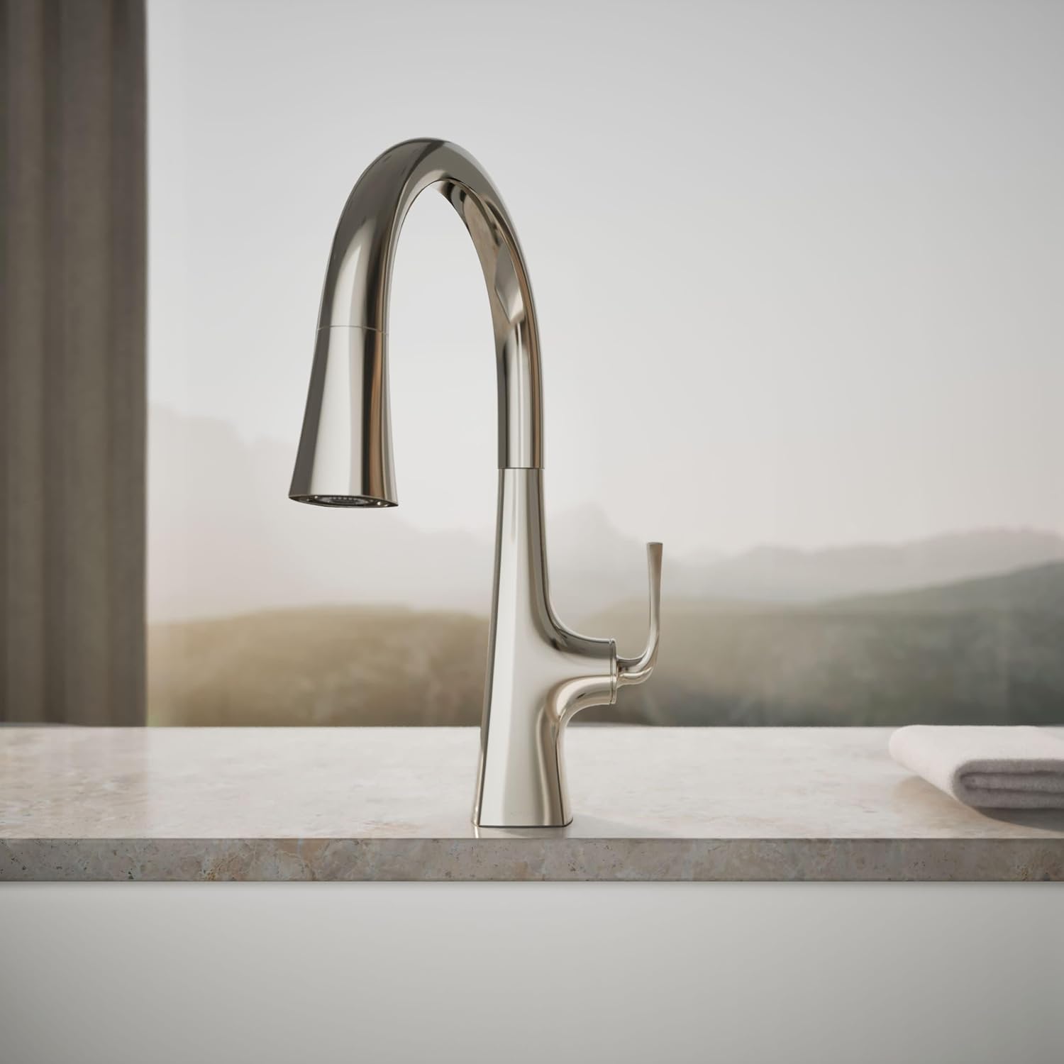 Kohler 22062-SN Graze Kitchen Sink Faucet, Vibrant Polished Nickel