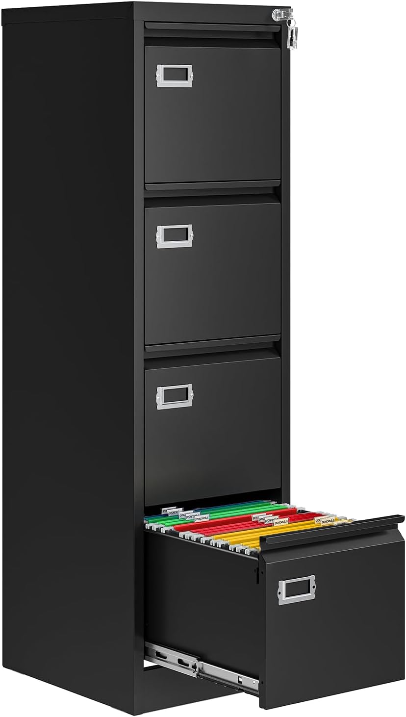 4 Drawer File Cabinet with Lock, Metal File Cabinets for Home Office,18
