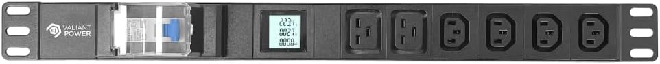Rack Mount Power Strip - 240V 30A 2C19 & 4 C13 outlets PDU with Built-in Surge Protector, Volt & Amp Meter for Data Center - 19” Metal Housing, Ears & Fittings Included (2C19 4C13)