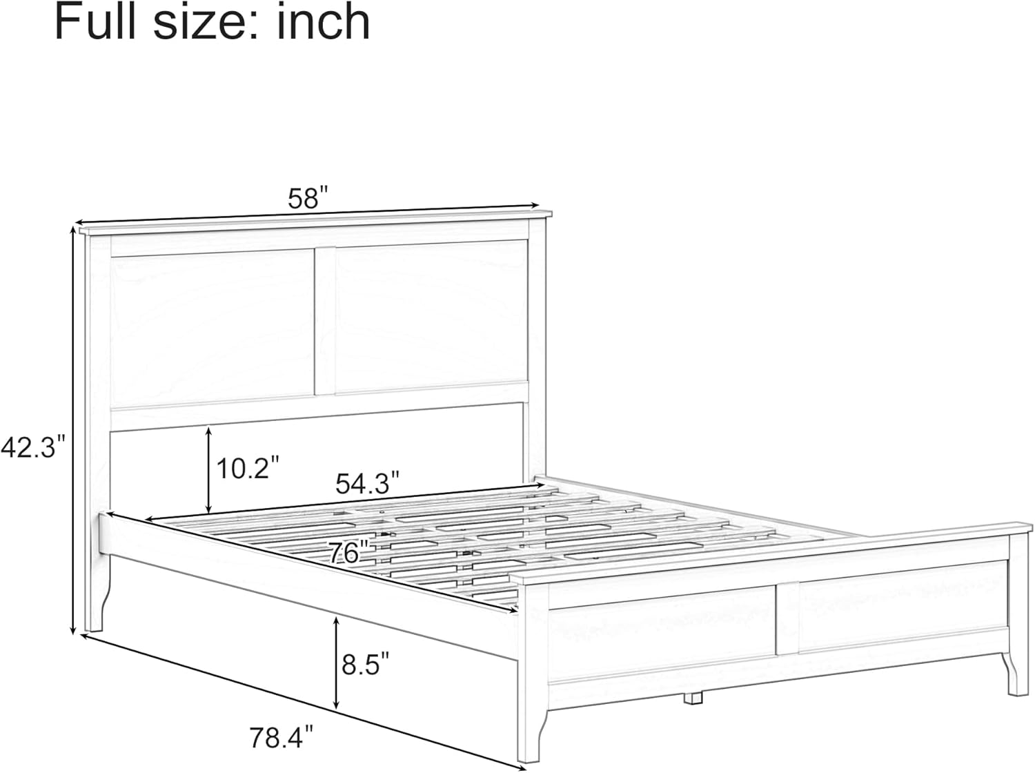 Harper & Bright Designs Full Size Platform Bed with Hedaboard and Footboard, Wood Slats and No Box Spring Needed, White