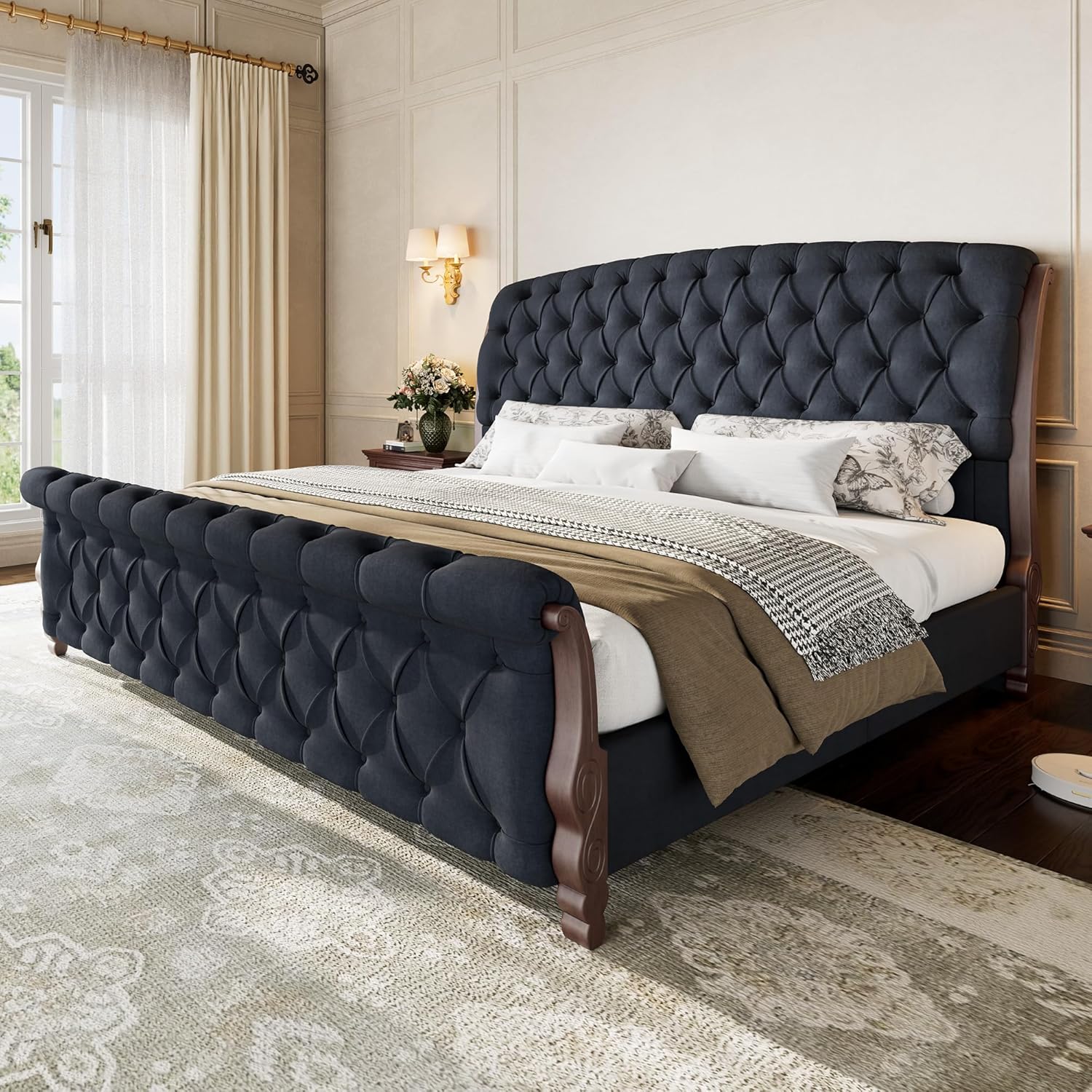 AMERLIFE Upholstered California King Bed Frame, 53