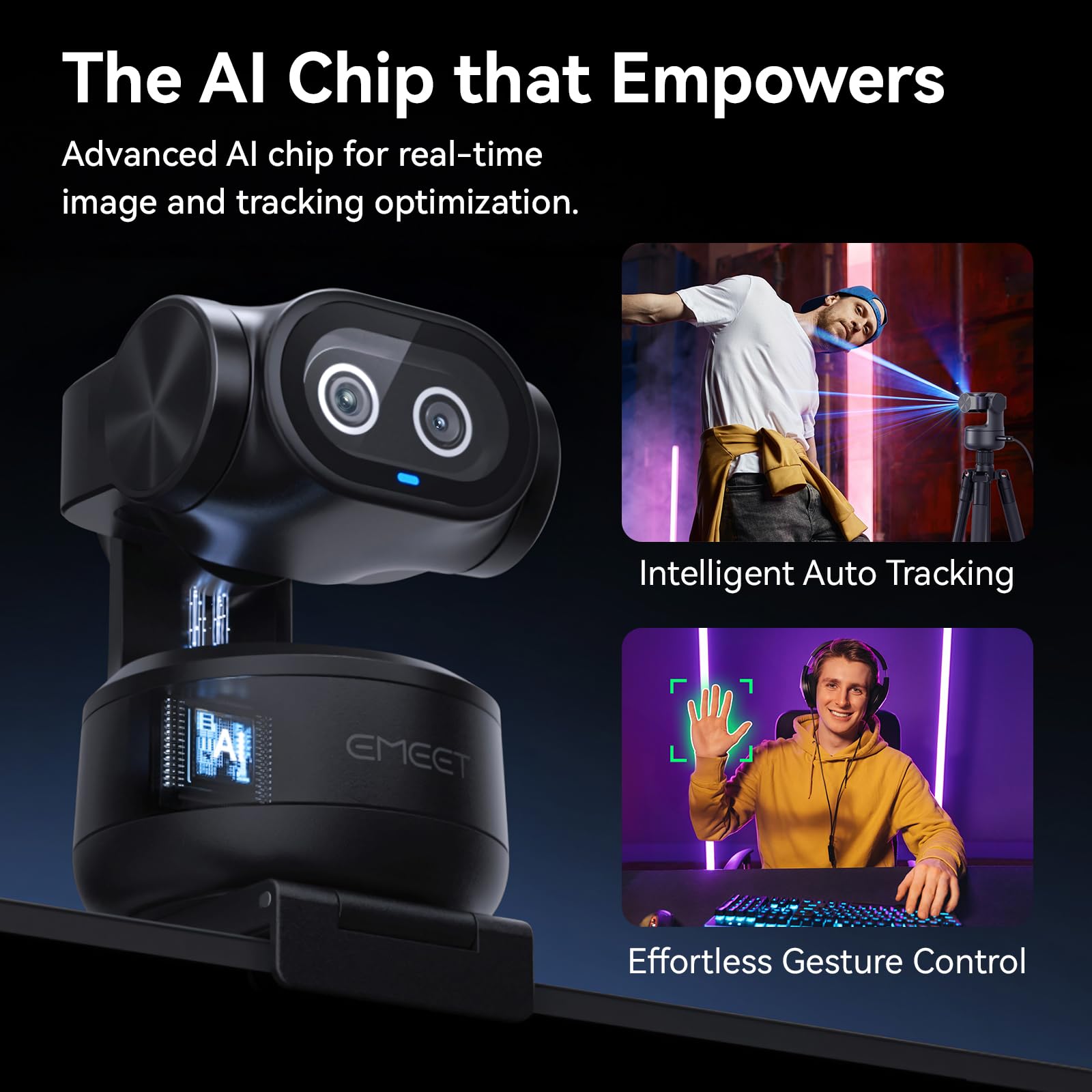 EMEET PIXY 4K AI Dual-Camera PTZ Webcam with Gesture Control