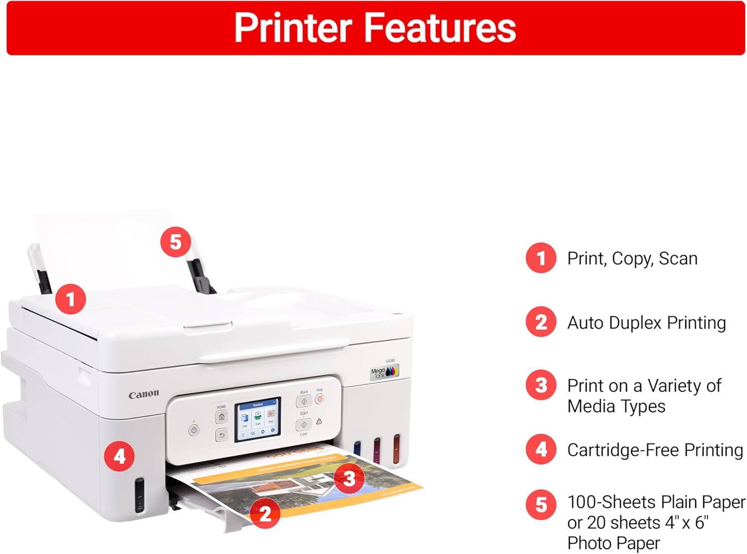 Canon Megatank G4280 All-in-One Wireless Supertank Megatank Printer | Print, Copy, Scan | Mobile Printing |2.7