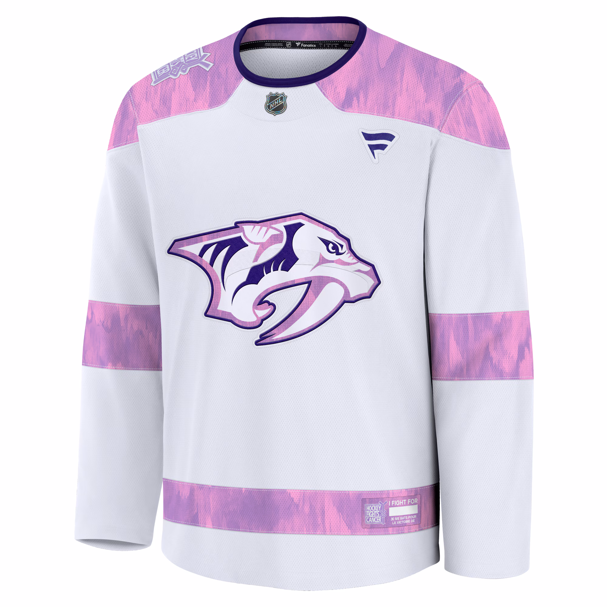 Nashville Predators Fanatics 2024 Hockey Fights Cancer Practice Jersey - White