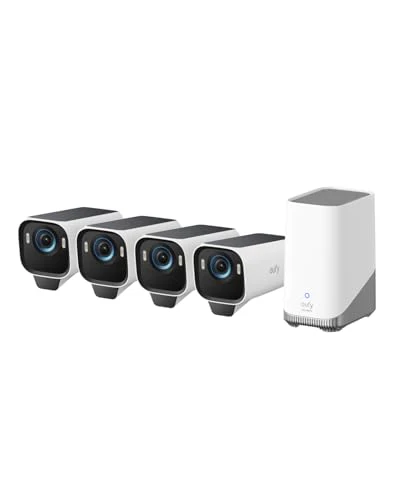 eufy Security eufyCam S3 Pro 4 Cam Kit, Solar Camera Outdoor Wireless, MaxColor Night Vision, 4K Security Camera with Solar Panel, Face Recognition AI, Expandable Local Storage, No Monthly Fee : Electronics