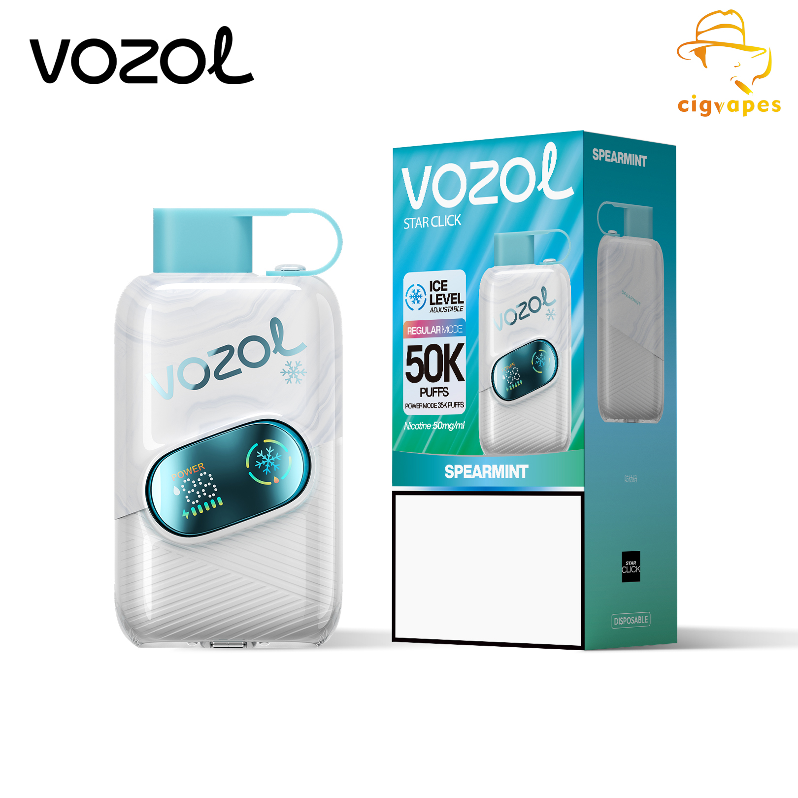 EU Warehouse Vozol Star Clice 50000 Puffs 50K Disposable Vape With Dual Mode