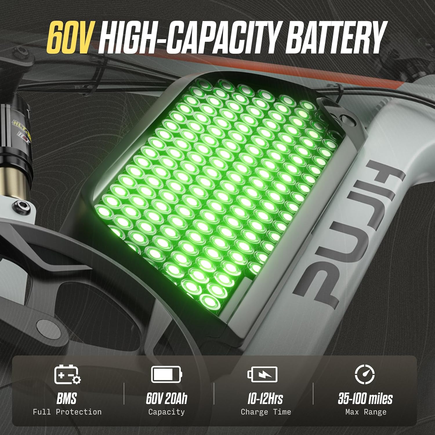 6000W Max Speed 45MPH Dual Motor Electric Bike for Adults,60V 1200Wh Removable Battery with 24